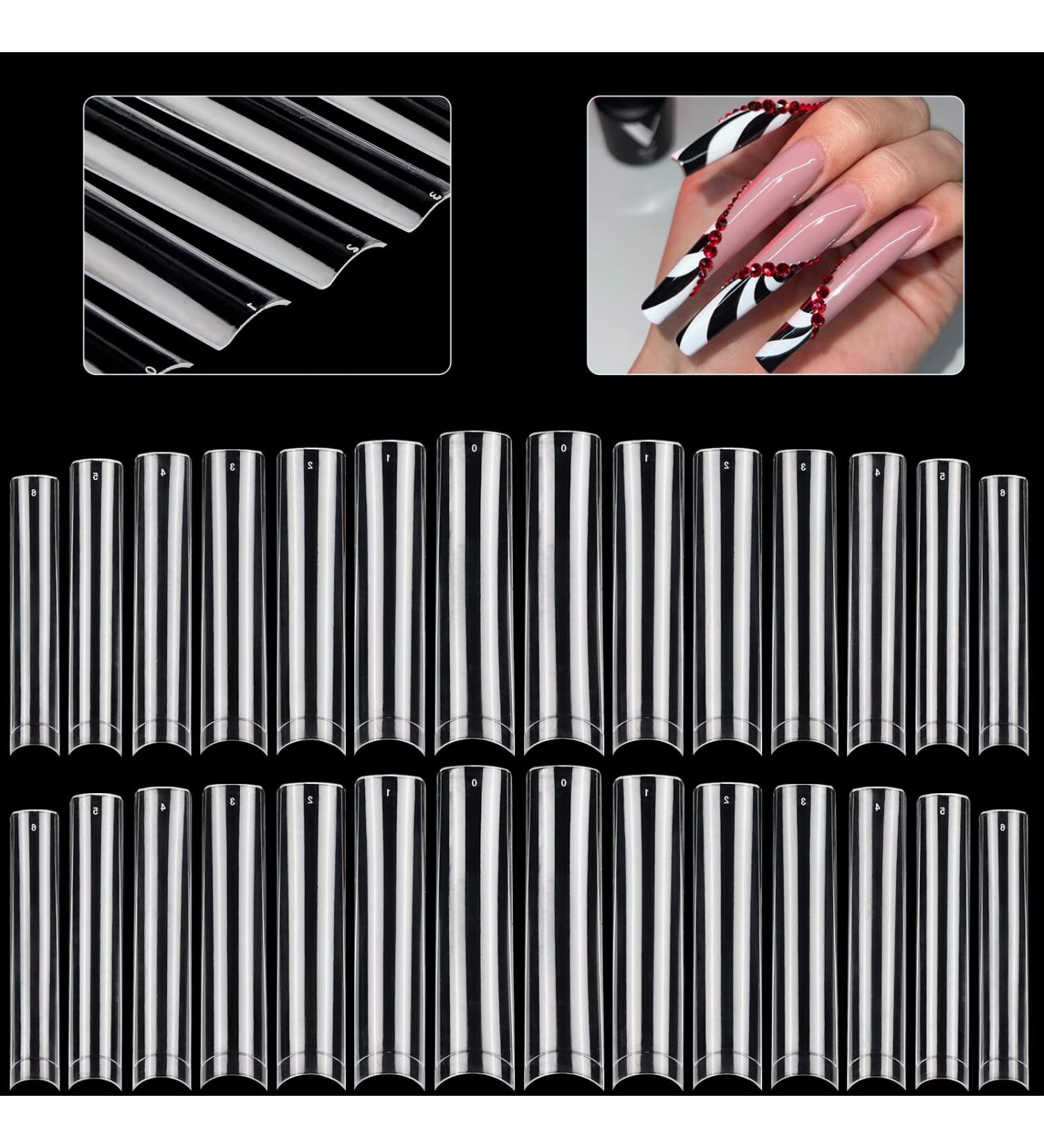 504PCS XXL Clear Square Nail Tips for Acrylic Nails - Professional Long Fake Nails for Nail Salon and DIY Nail Art - Half Cover Ballerina Coffin French Nails with Bag - Buy Online on SooperMarket.com