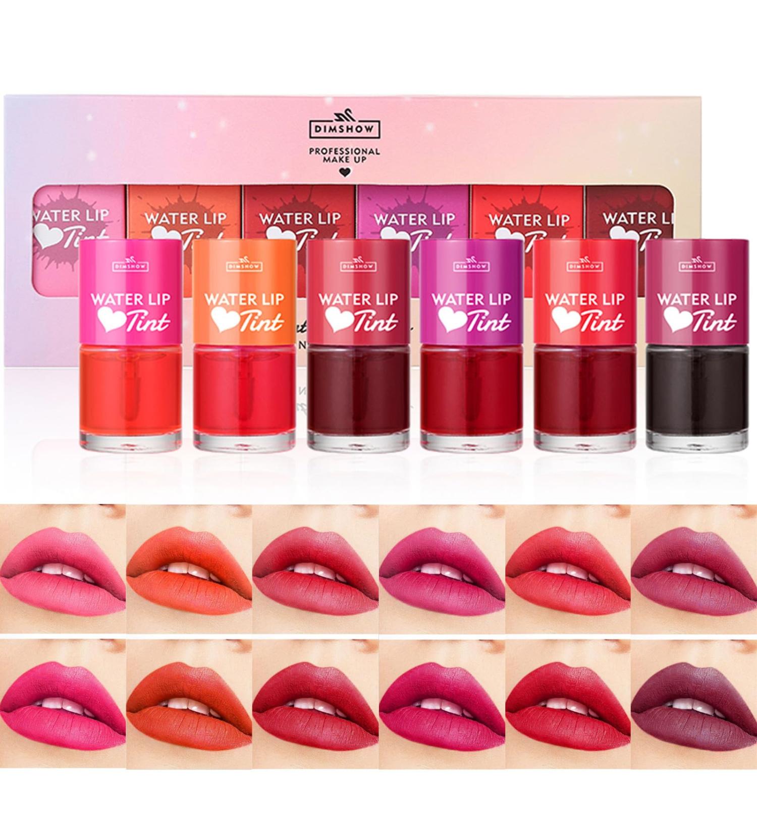 6Pcs Mini Fruit Juice Lip Stain Set - Korean Lip Gloss & Multi-Use Liquid Lipstick | Long Lasting Waterproof High Pigment Colors for Lips & Cheeks - Buy Online on SooperMarket.com