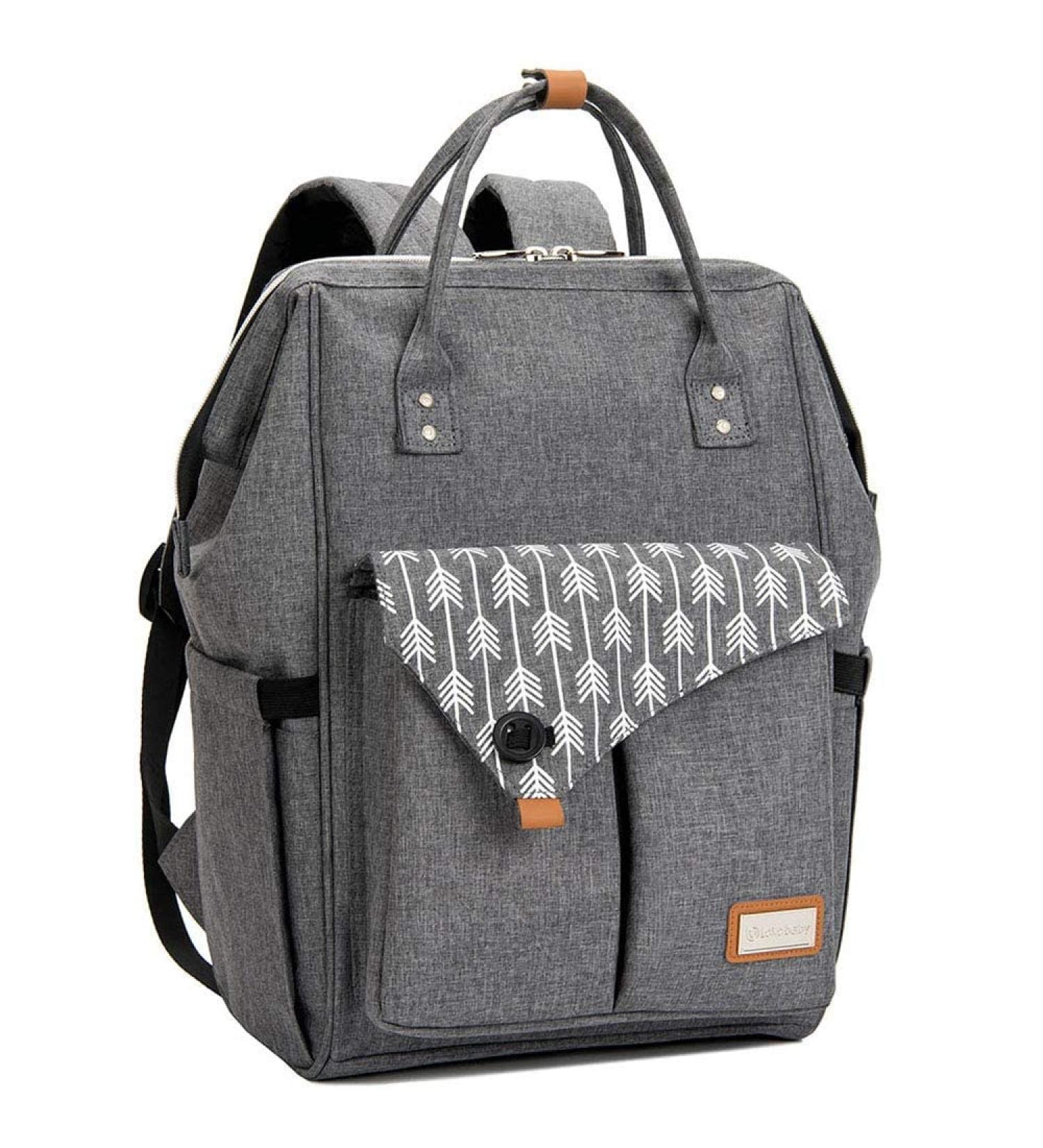Lekebaby Gray Arrow Diaper Backpack - Multifunctional Large Capacity Baby Bag with Diaper Pad for Travel & On-the-Go - Buy Online on SooperMarket.com