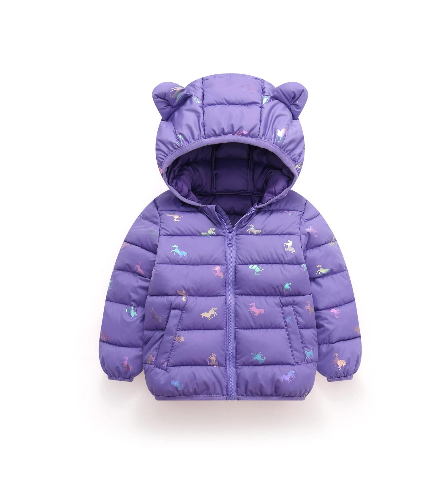 Kids Winter Hooded Puffer Jacket - Purple, 4-5 Years | Toddler Waterproof & Lightweight Coat for Boys & Girls - Buy Online on SooperMarket.com
