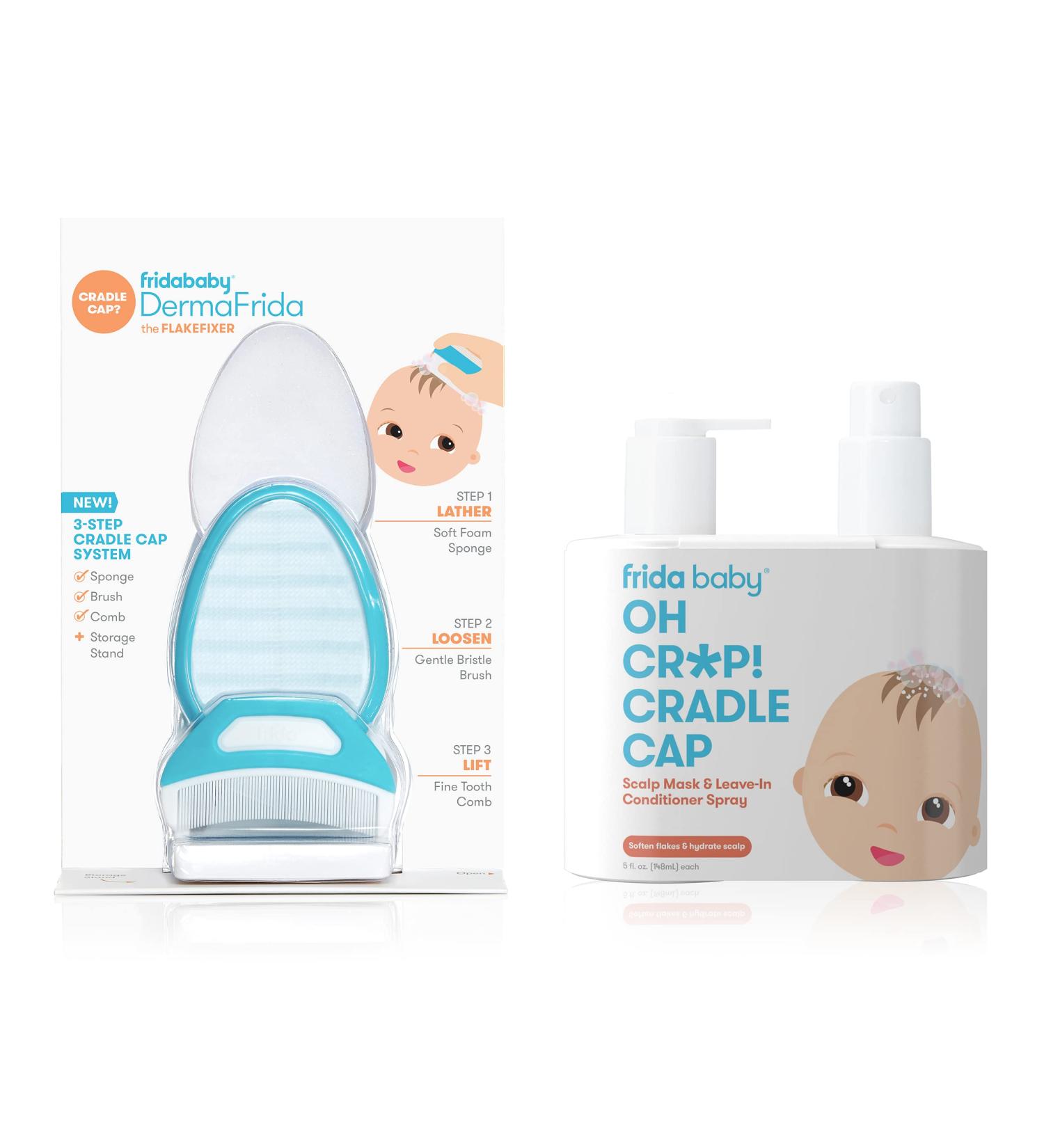 Frida Baby The 3-Step Cradle Cap System with Scalp Spray + Scalp Mask Flake Fixer System with Mask+Spray Duo