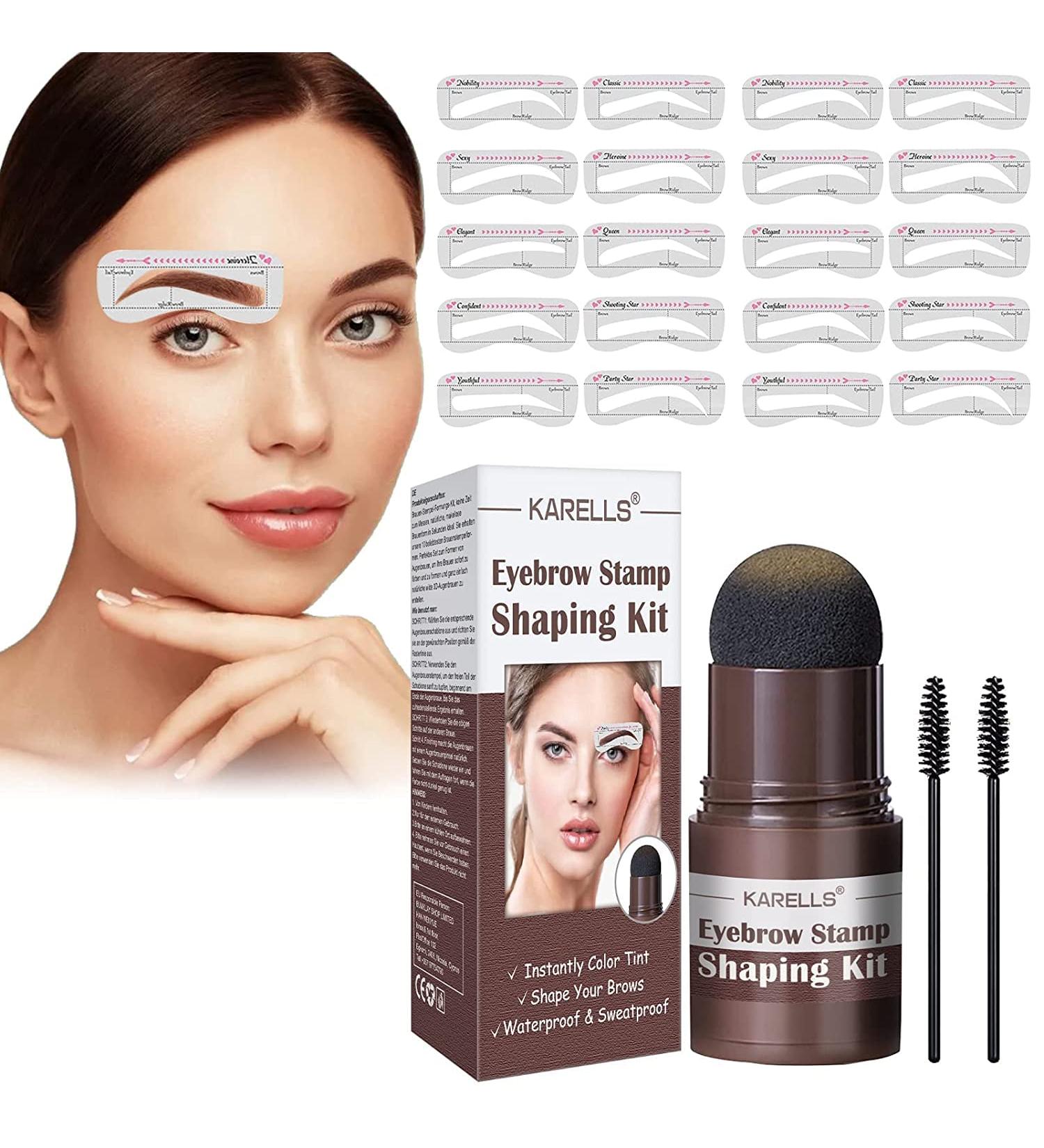 Brow Stamp Waterproof Makeup Eyebrow Powder Stencil Kit One Step Brow Stamp Shaping Kit for Grooming and Drawing Brows Reusable Eyebrow Tint Styling Tool Eye Brow Stamp with Brow Brush Cosmetic Tool - Buy Online on SooperMarket.com