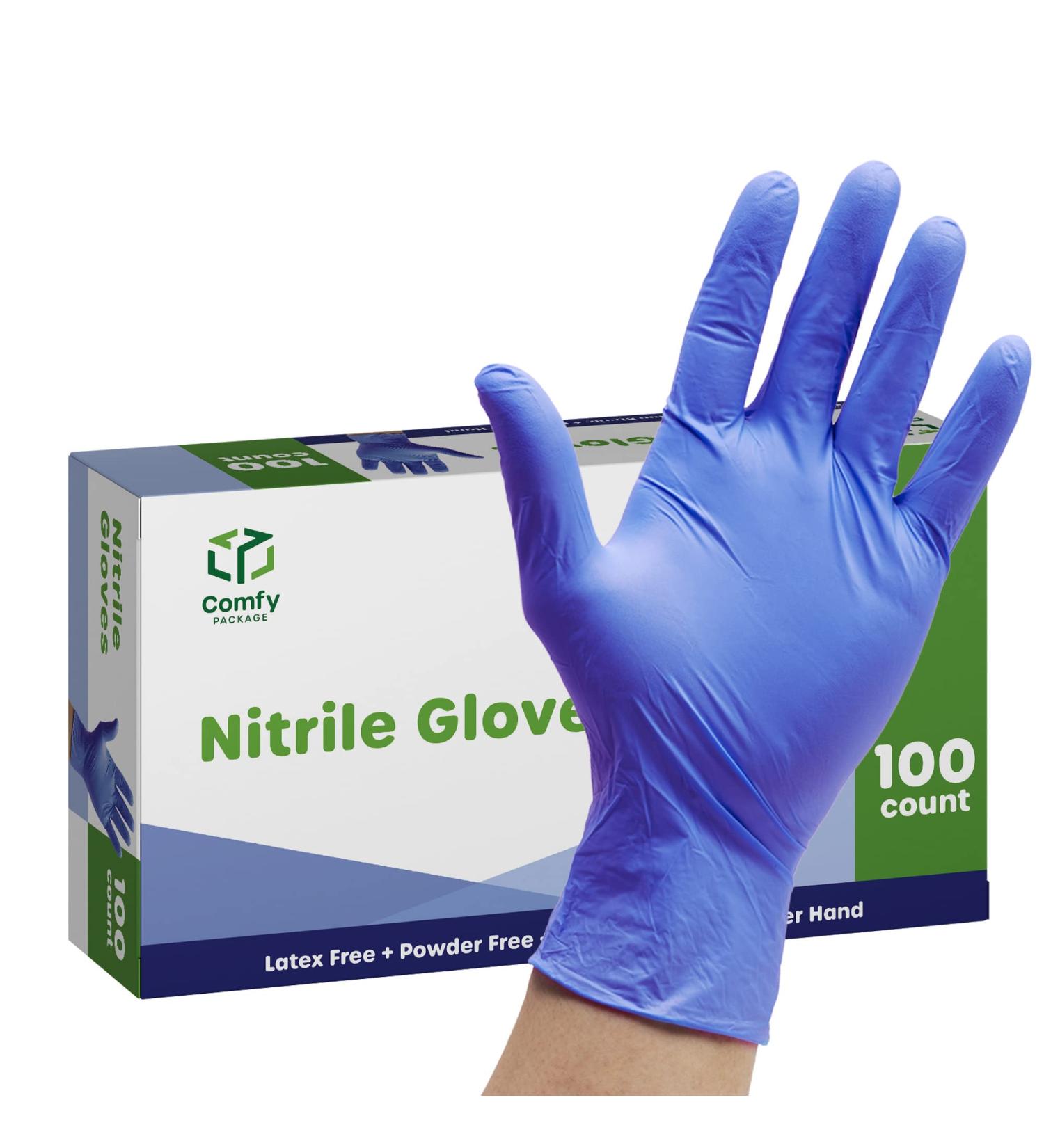 100 Count Nitrile Disposable Gloves - 4 mil, Latex-Free, Powder-Free, Medium (Blue) - Buy Online on SooperMarket.com