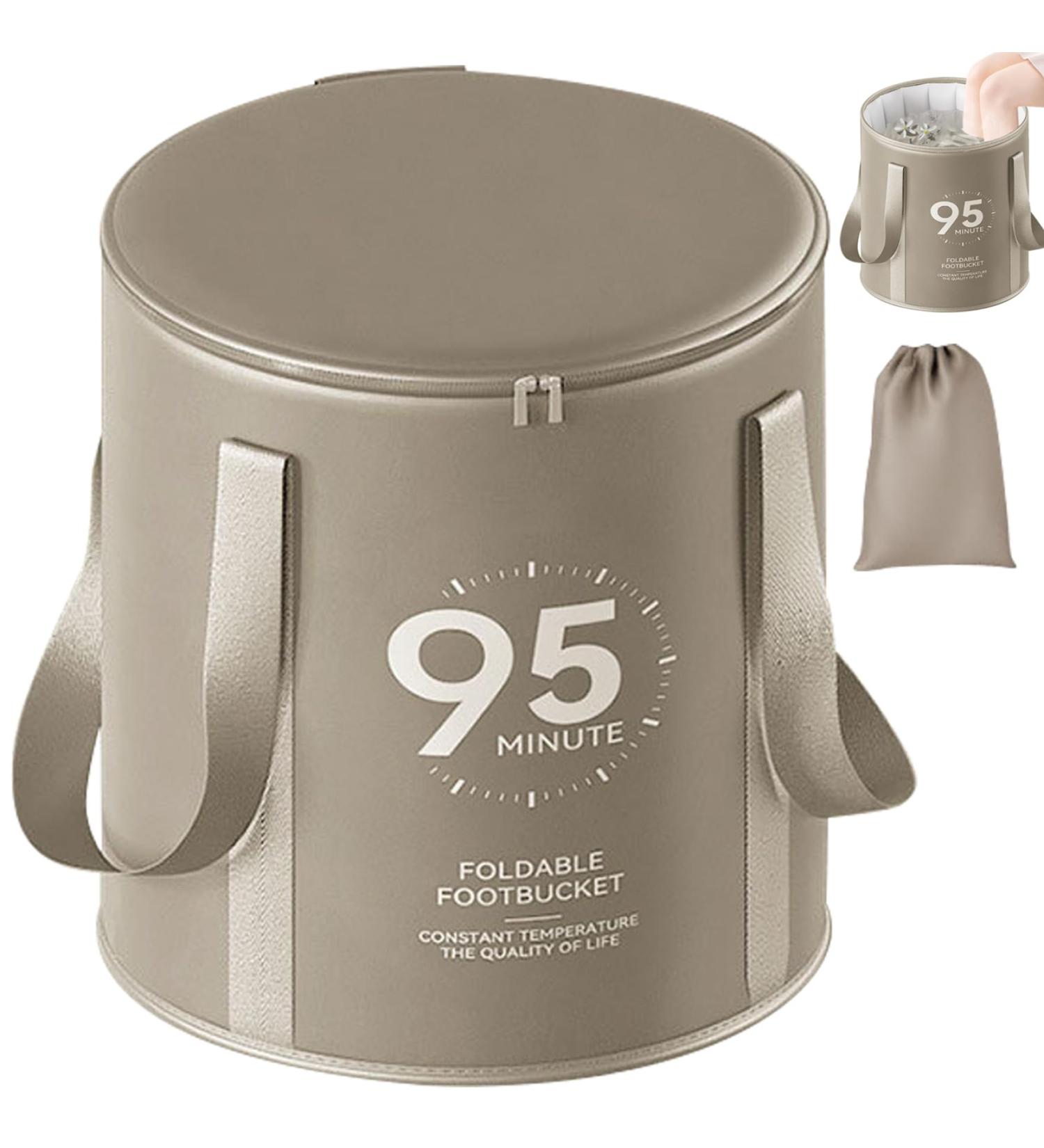 Collapsible Foot Bath with Zippered Lid Portable Foot Soaking Bucket Heat Retaining Non-slip Foot Bath Tub Foldable Pedicure Bag for Home Outdoor Grey - Buy Online on SooperMarket.com