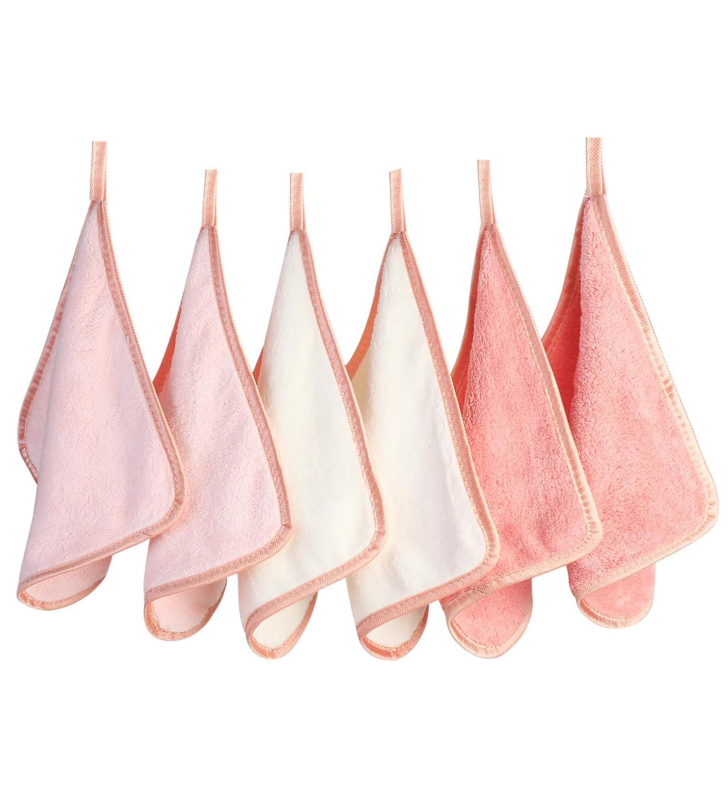 Phogary Microfiber Makeup Towels - 6 Pack Washable Facial Cleaning Cloths (20x20cm Pink) | Gentle Makeup Remover - Buy Online on SooperMarket.com