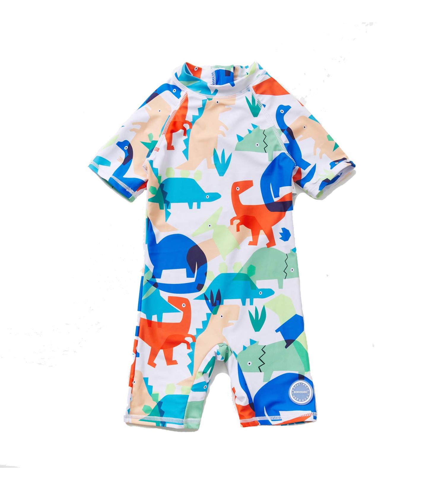 BONVERANO Baby Boys Swimsuit | UPF 50+ Sun Protection | 6-9 Months | White Dinosaur - Buy Online on SooperMarket.com