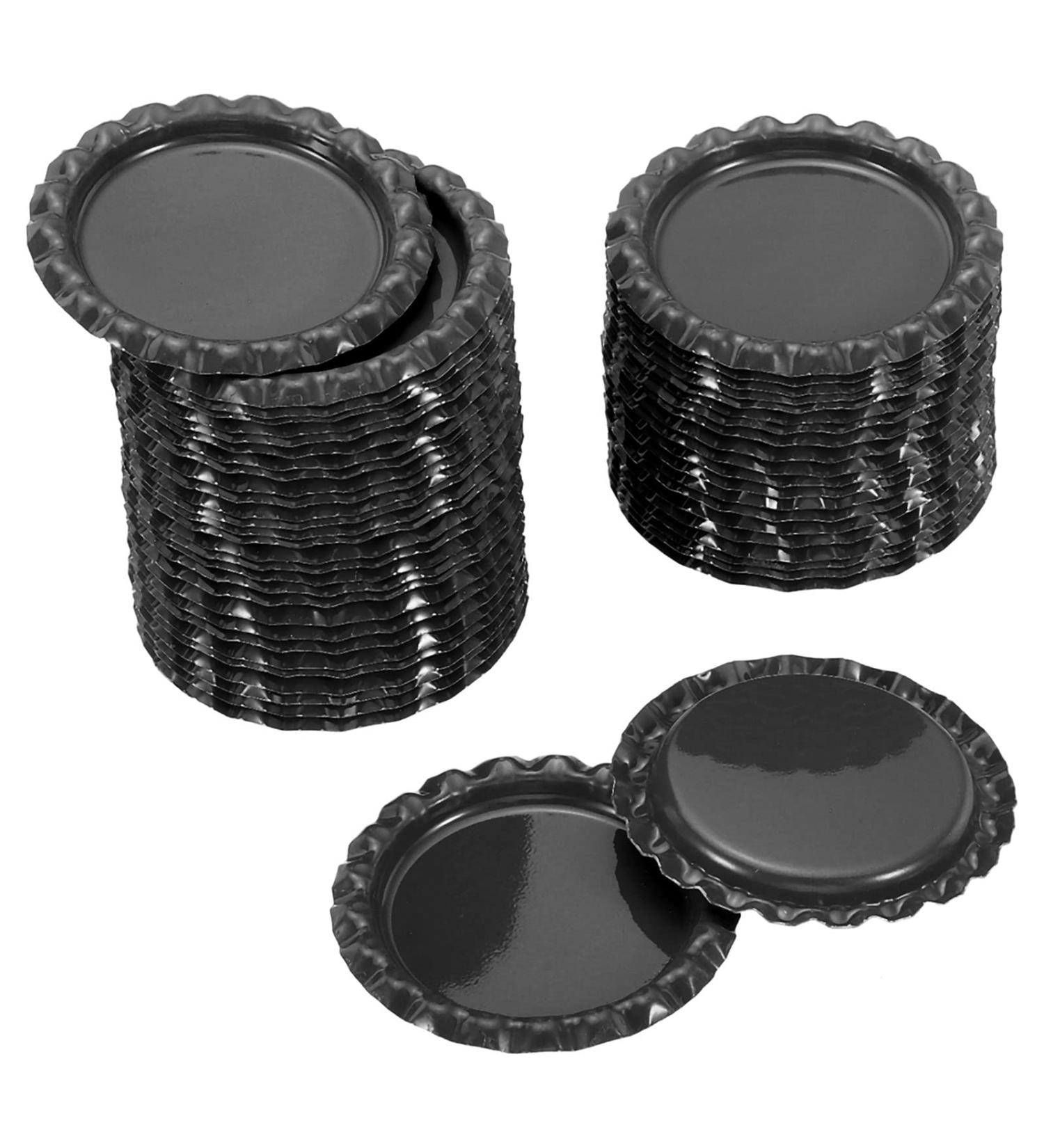 PATIKIL 1 Inch Flat Decorative Bottle Caps 50 Pack Craft Bottle Pendant Trays Double Sides Printed for DIY Pendants Craft Scrapbooks Black - Buy Online on SooperMarket.com