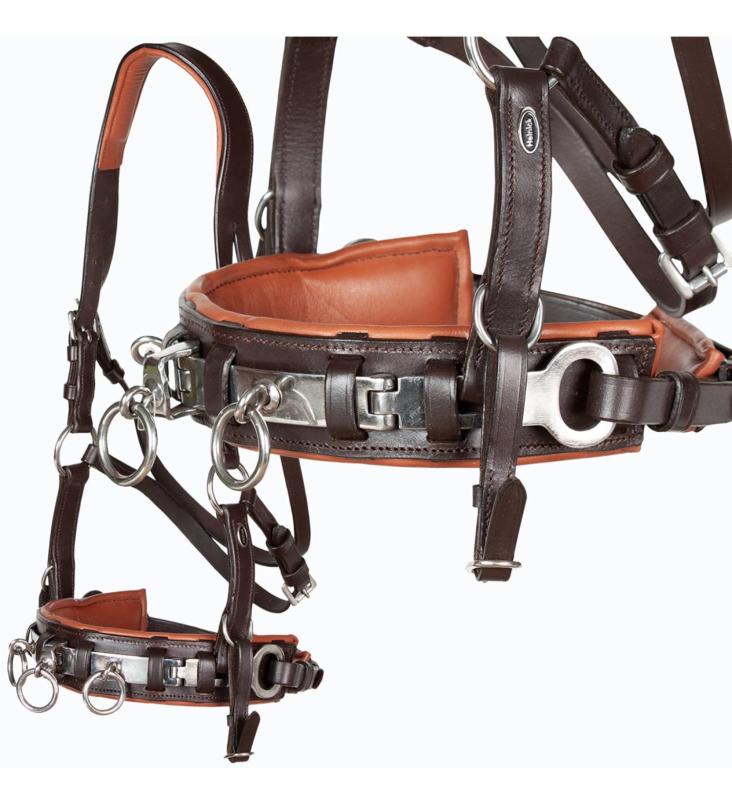 Heinick-Reitsport Professional Leather Cavesson with Bit Strap Nosepiece - Brown-Chestnut for Warmbloods | International Shipping Available - Buy Online on SooperMarket.com