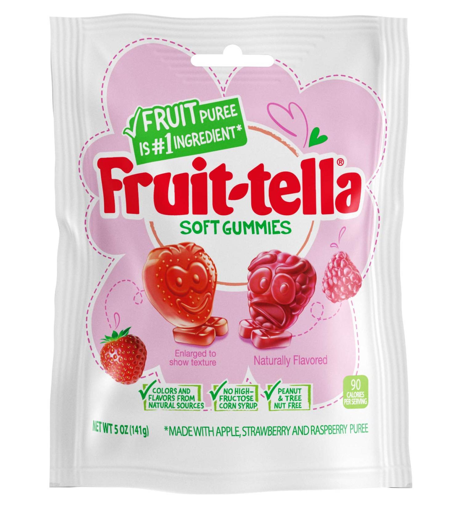 Fruit-tella Soft Gummy Candy - Strawberry and Raspberry Flavors 5 oz (Pack of 12) | Nut Free, No High-Fructose Corn Syrup - Buy Online on SooperMarket.com