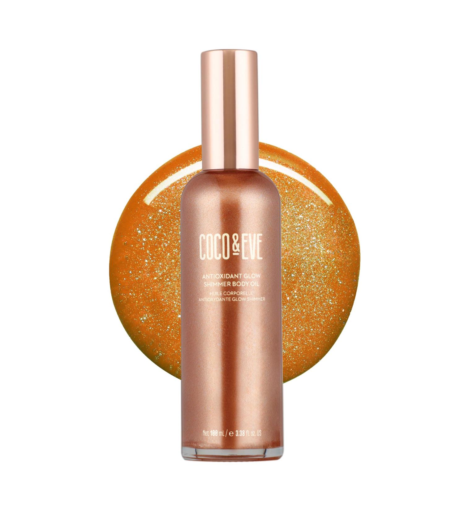 Coco & Eve Antioxidant Glow Shimmer Body Oil - Lightweight Skin Illuminator with Pearlescent Minerals Natural Glitter Antioxidants for Shimmering Moisturizing and Healthy Glow (100ml) - Buy Online on SooperMarket.com