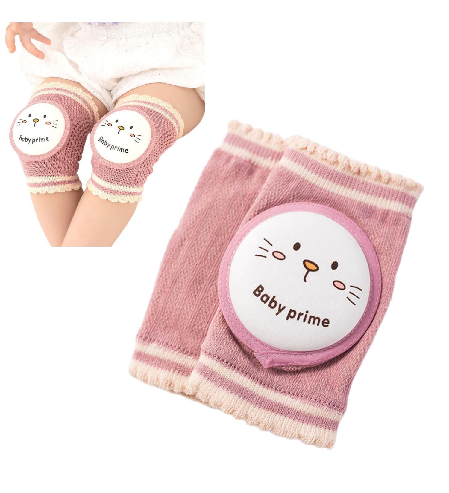 Kids Pink Cat Pattern Knee Pads - Safety Walking and Crawling Protection for Toddlers - Buy Online on SooperMarket.com