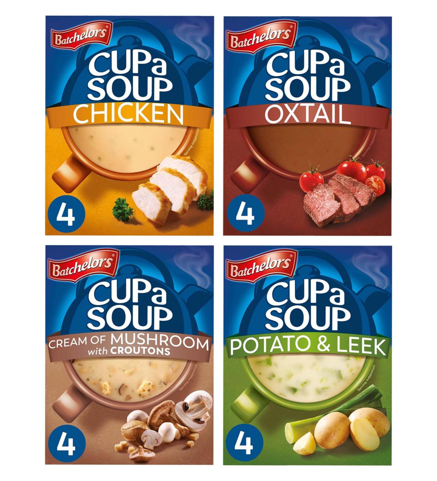Instant Soup Bundle with Cup a Soup Chicken Potato & Leek Oxtail and Mushroom (Pack of 4 - Total of 16 Sachets) - Buy Online on SooperMarket.com