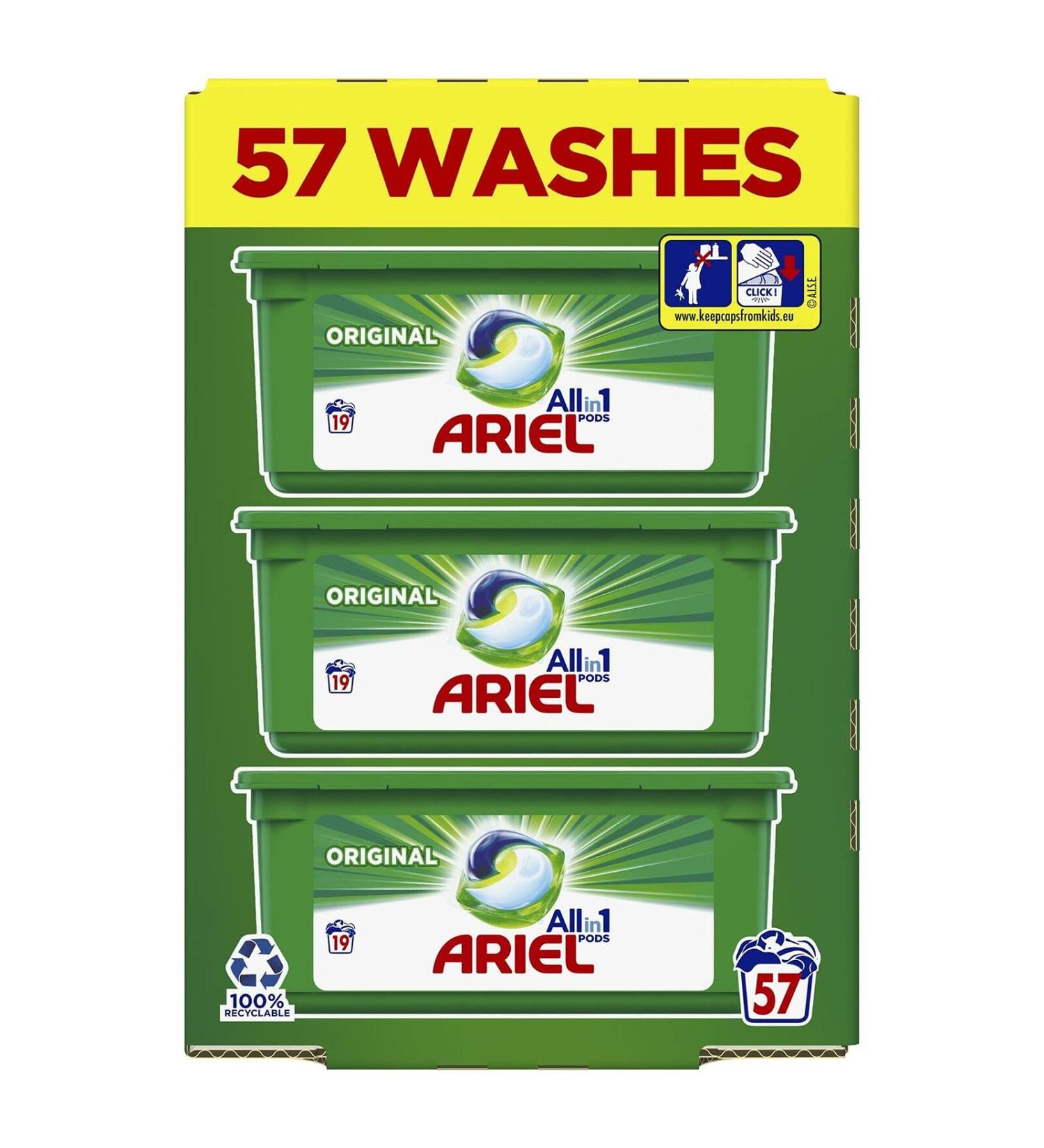 Ariel All in 1 Liquid Detergent Pods 57's Original - Buy Online on SooperMarket.com