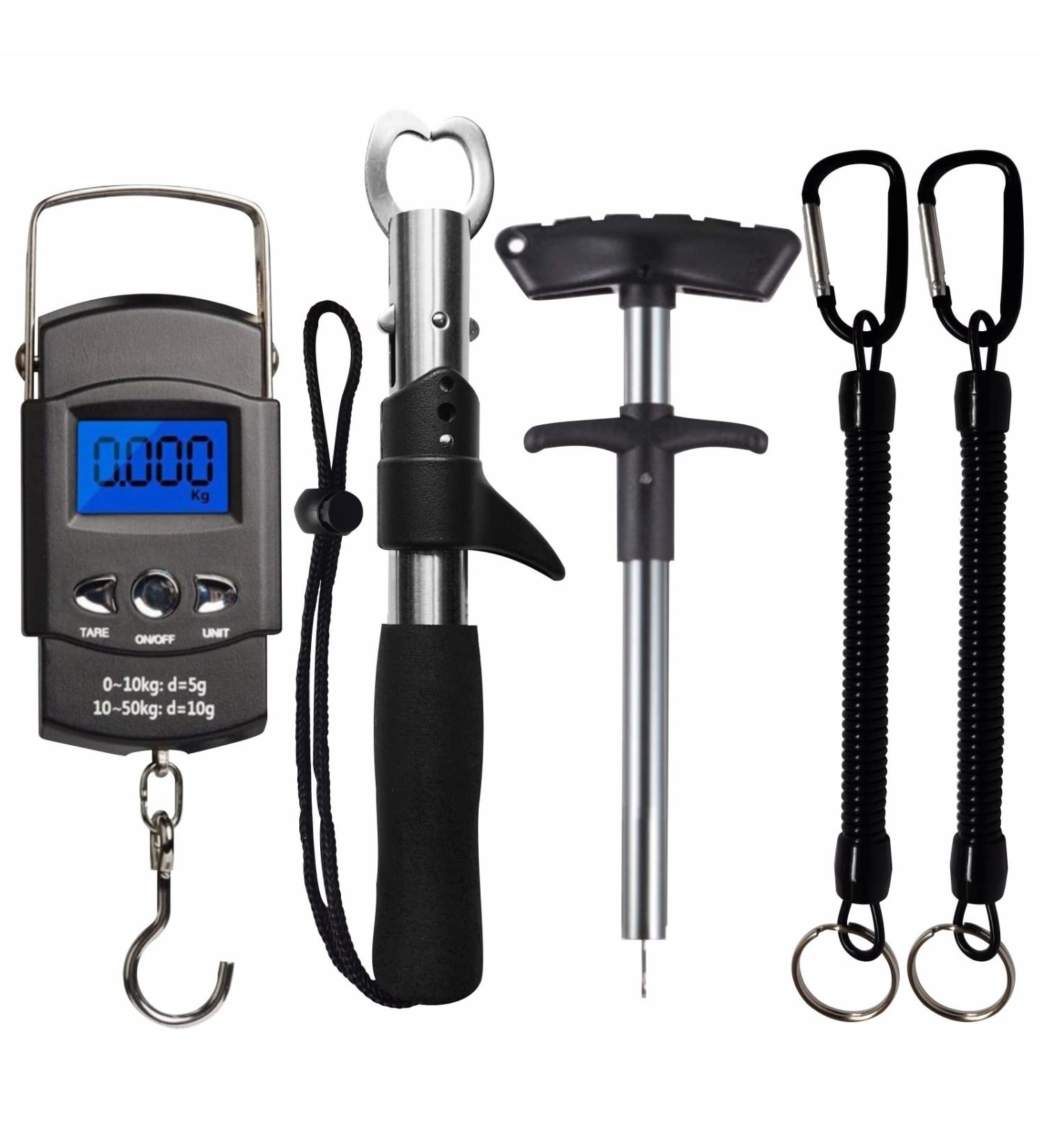 Floating Fishing Lip Gripper with Digital Fish Scale 99lb/45kg | Hook Remover & Lanyards Multi-Tools Kit | Ideal Ice Fishing Gear & Gift for Men - Buy Online on SooperMarket.com