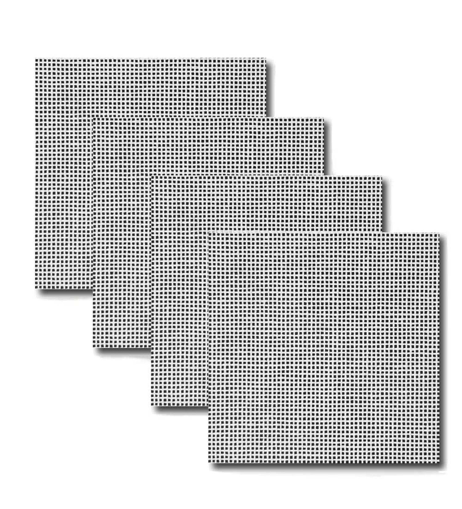 Needlepoint Blank Canvas MonoDeluxe 12/13/14-Mesh Sheets Size 9,5" X 9,5" Set of 4 (14 Mesh)