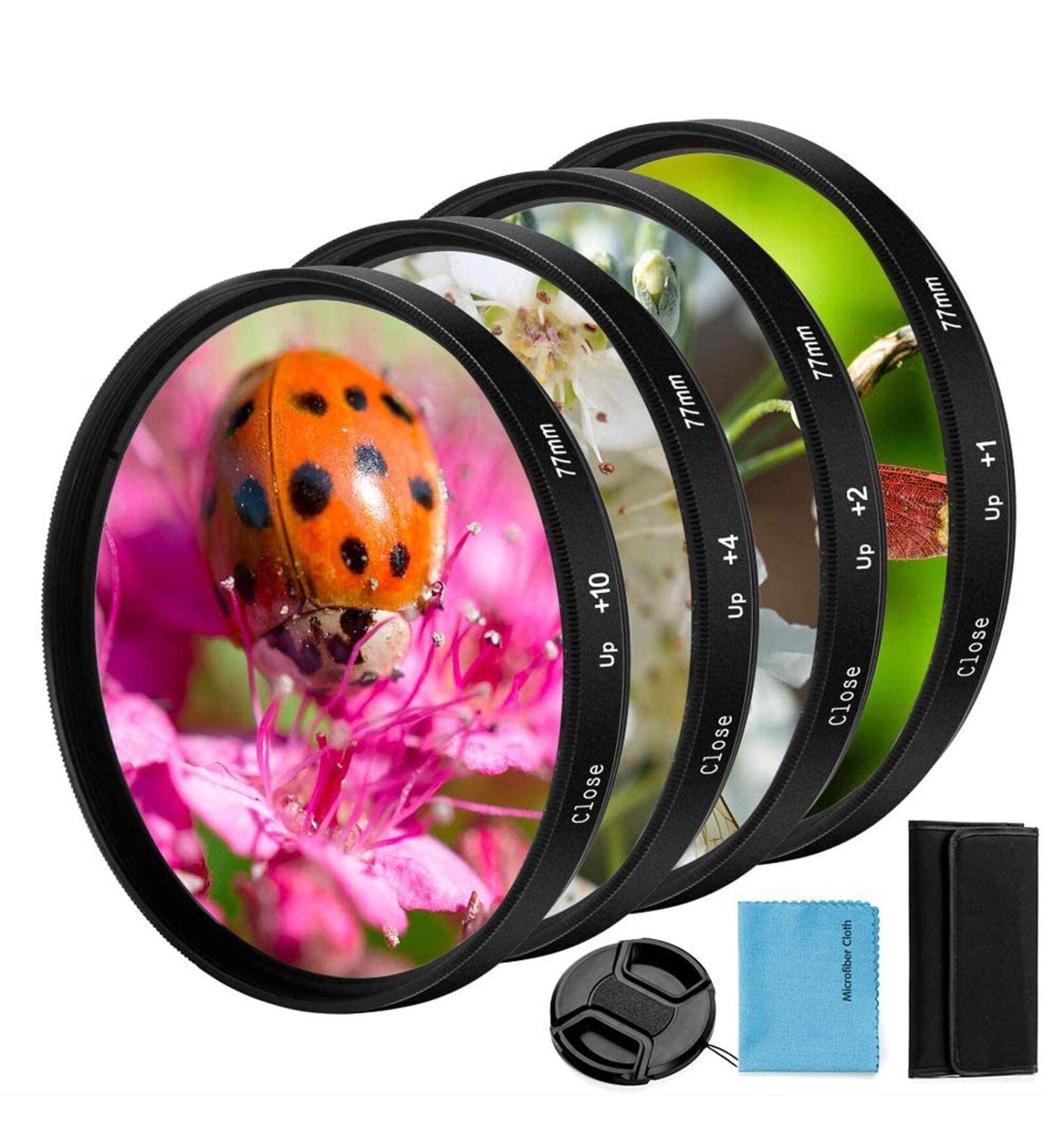 82mm Close-up Filter Kit 4 Pieces (+1 +2 +4 +10) Macro Lens Set for Canon Nikon Sony DSLR Camera with Pouch and Lens Cap - Buy Online on SooperMarket.com