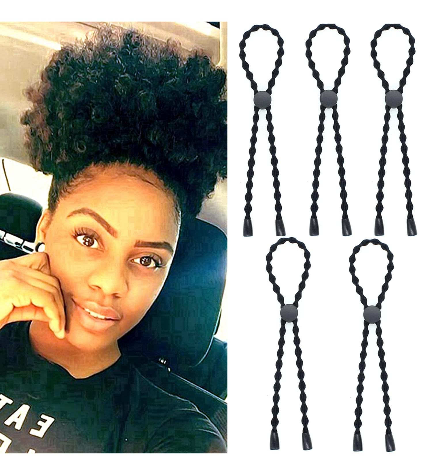AICILY 5PCS Natural Hair Ties Afro Puff Ponytail | Adjustable Length Hairband for Thick Braided Natural Hair | No-Slip Design - Buy Online on SooperMarket.com