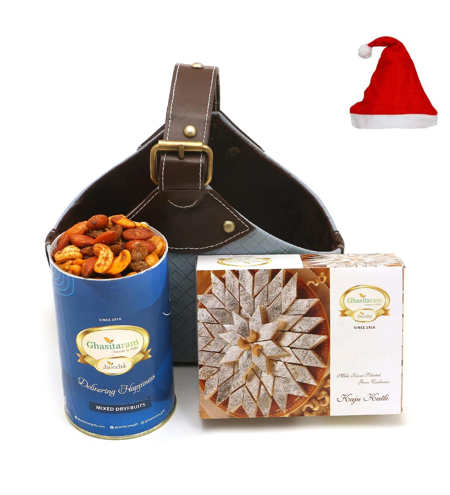 Jaiccha Ghasitaram Christmas Gifts Basket Small of Mixed Dryfruits and Kaju Katli - Buy Online on SooperMarket.com