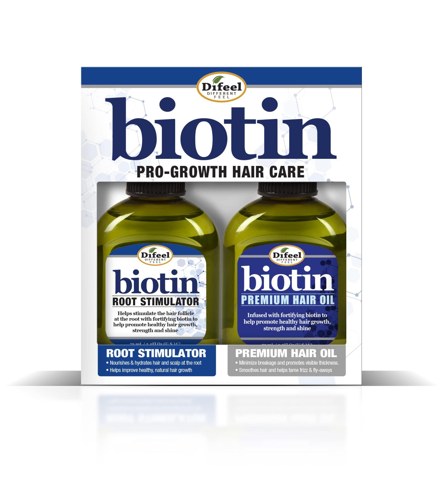 Difeel Biotin Hair Growth Set - Pro-Growth Root Stimulator & Premium Hair Oil 2.5 oz - 2-Piece Gift Set for Hair Growth - Buy Online on SooperMarket.com