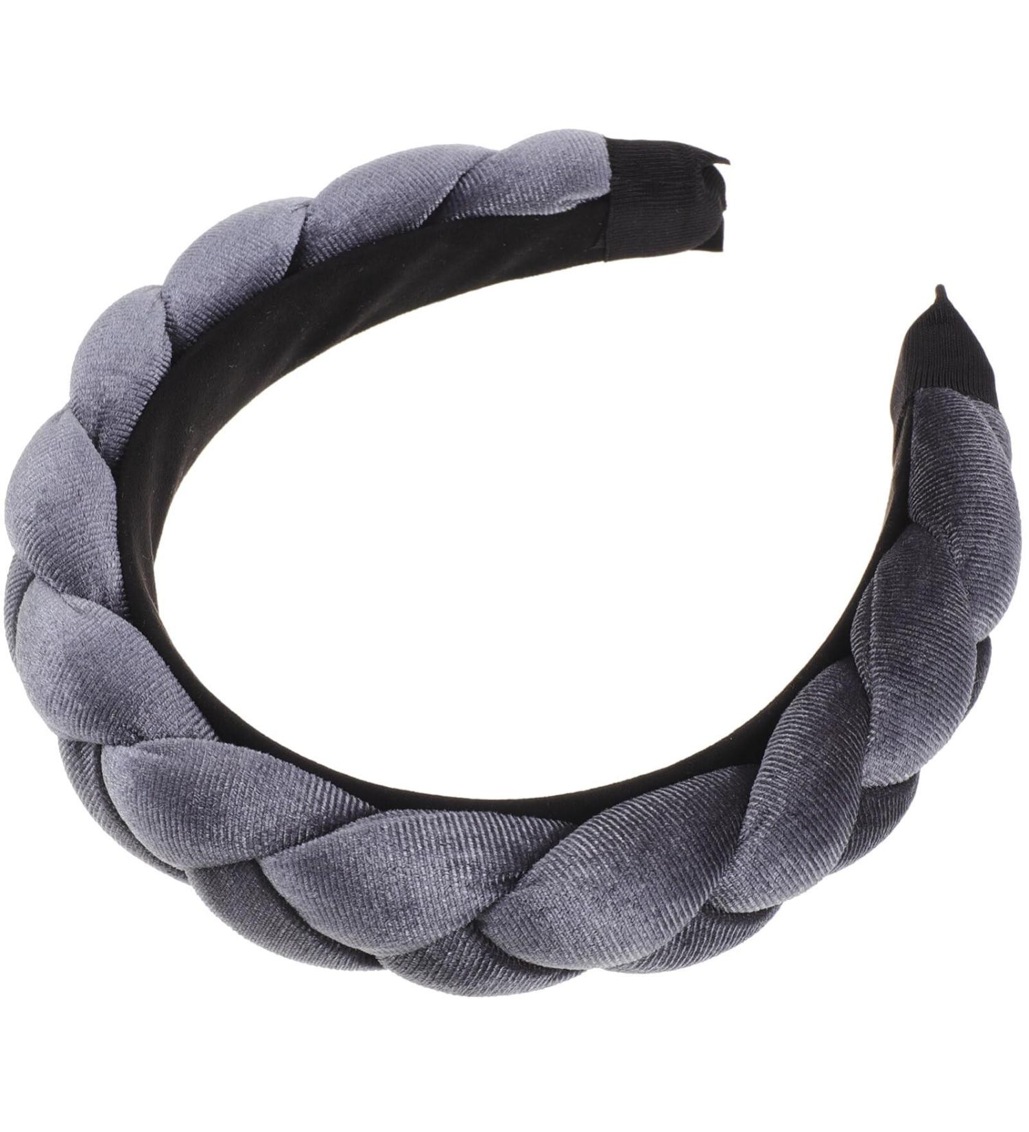 Braid Headband Hair Bands for Braids Elastic Braided Headbands for Women Knotted Headband for Women Black Headbands for Women Plush Velvet Wig Fabric gray - Buy Online on SooperMarket.com