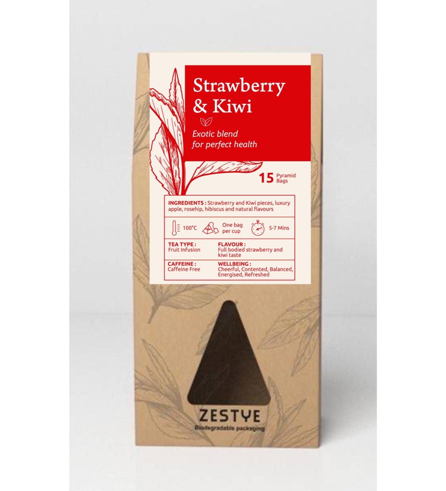 Strawberry and Kiwi Fruit Infusion - 15 Pyramid Bags (Pack of 3 - Total 45 bags) - Buy Online on SooperMarket.com