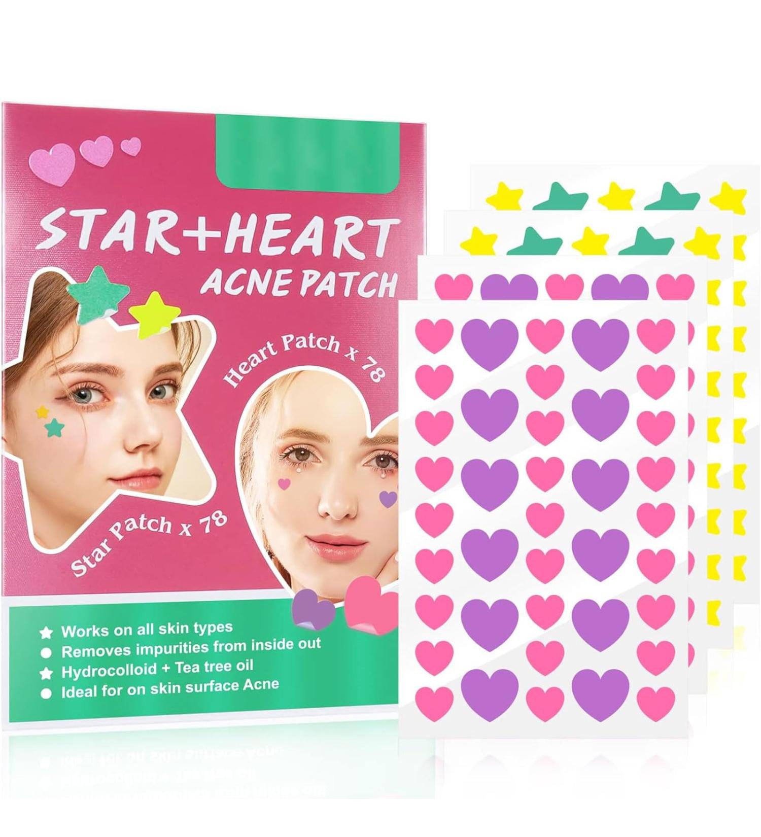 156 PCS Star-Shaped Pimple Patch Set - Hydrocolloid with Tea Tree Oil & Salicylic Acid - Waterproof Suitable for All Skin Types - Pink & Green - Buy Online on SooperMarket.com