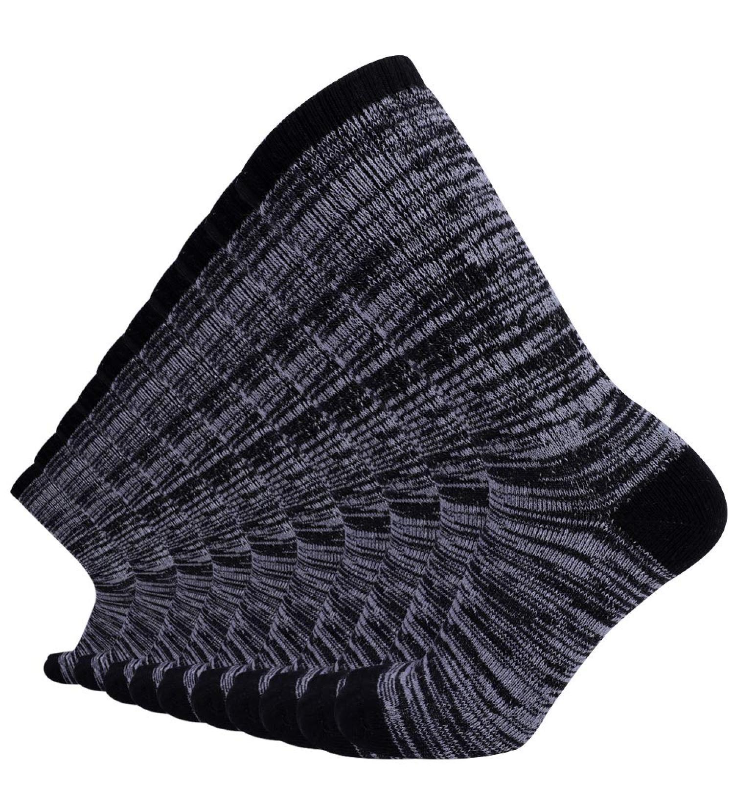 Enerwear Men's Cotton Crew Socks 10-13, 10-Pack - Moisture Wicking, Heavy Cushion, Black Heel/Grey Foot - Buy Online on SooperMarket.com