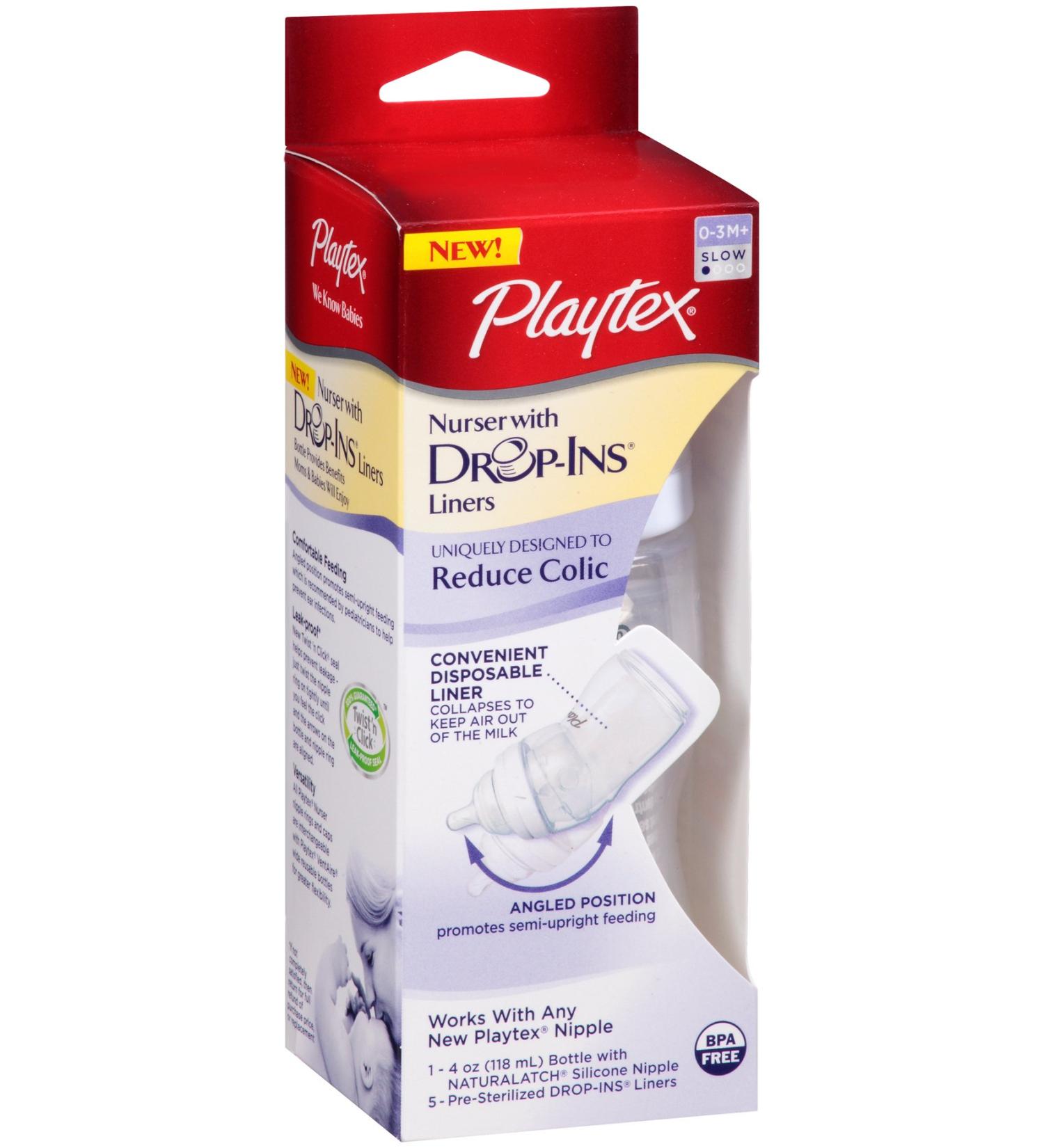 Playtex Drop-Ins Premium Nurser Bottle 4 Ounce - Discontinued by Manufacturer - Buy Online on SooperMarket.com