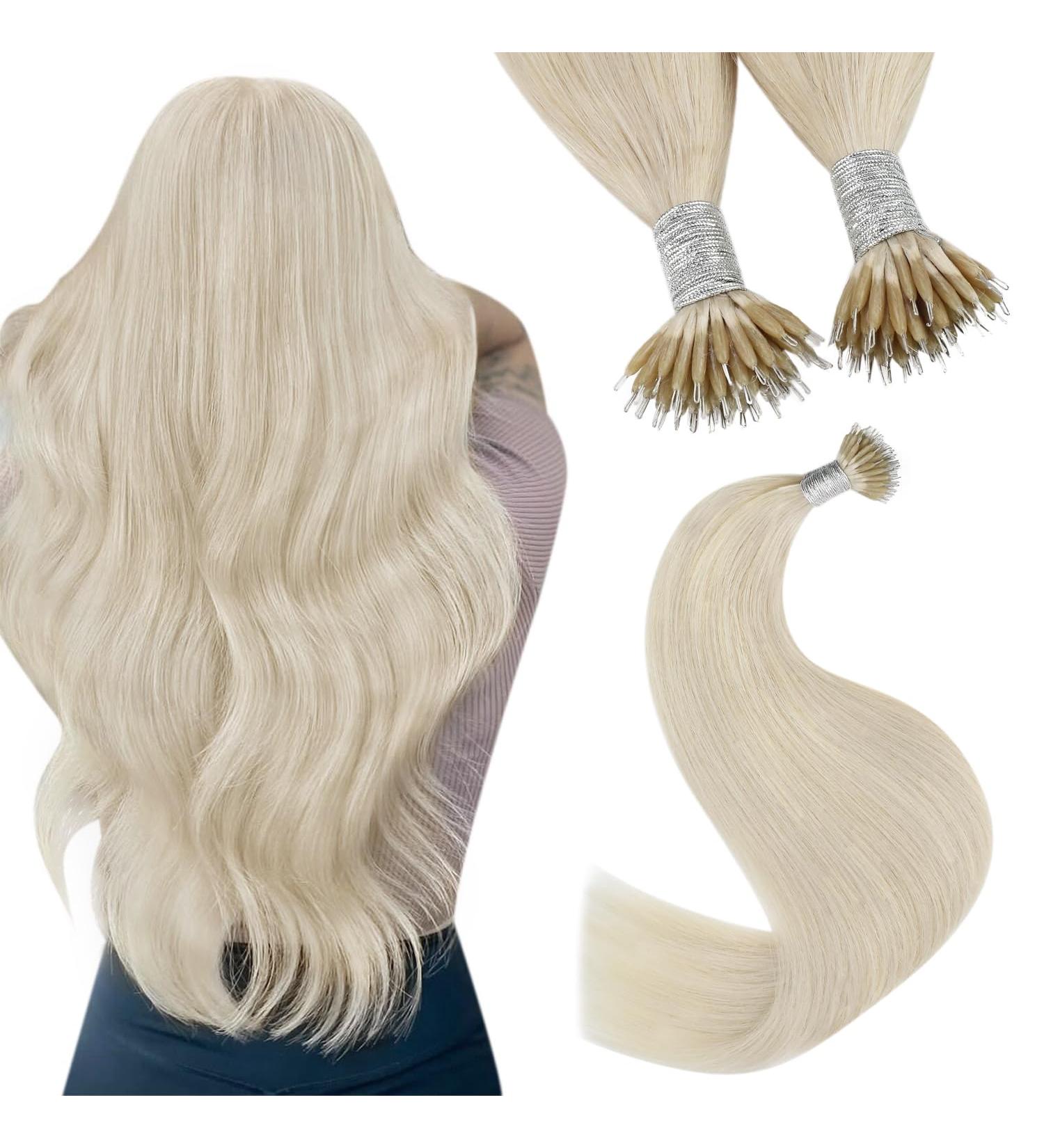 Youngsee Nano Ring Hair Extensions - 45cm Platinum Blonde Real Hair 50g Premium Quality #60A - Buy Online on SooperMarket.com