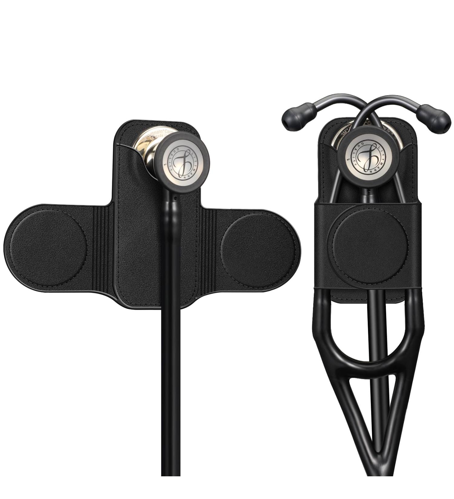 Premium PU Leather Stethoscope Holder Clip - Magnetic Lightweight Holster for Physicians Nurses & EMTs - Fits 3M Littmann & Most Stethoscopes - Black - Buy Online on SooperMarket.com