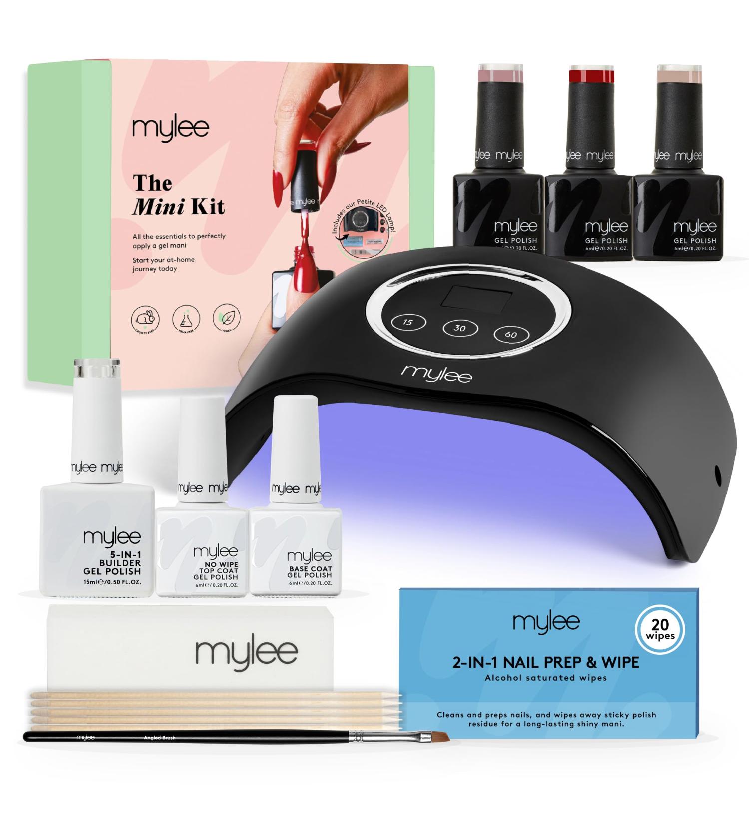Mylee Mini Kit - Professional Nail Care Set for Beginners at Home Includes LED Nail Lamp Nail Gel Polish Base Coat Top Coat and Accessories - Buy Online on SooperMarket.com