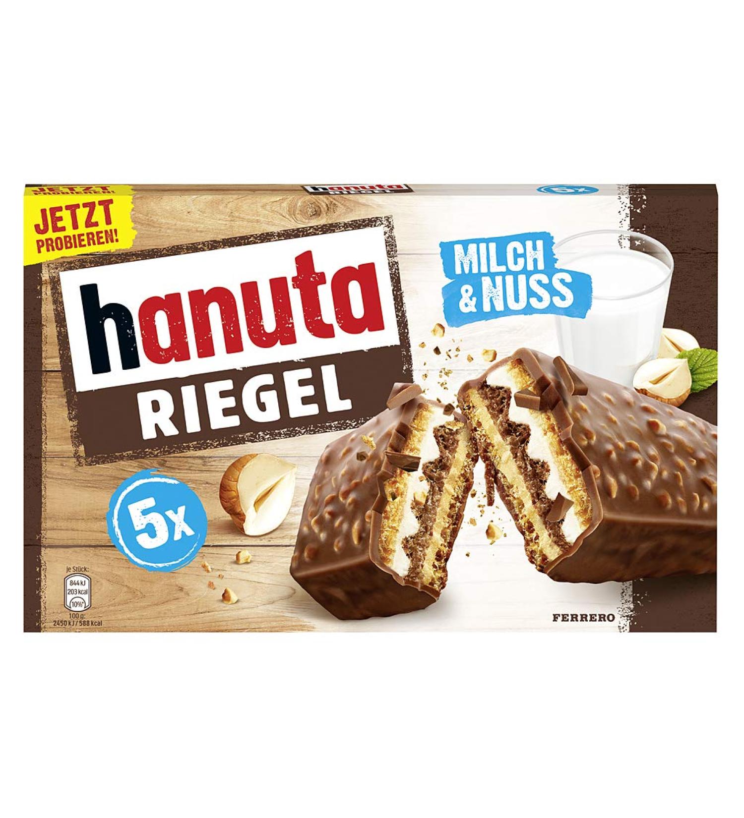 Ferrero Hanuta Riegel Bars 5pc 173g - Crunchy Candy Wafers - Buy Online on SooperMarket.com