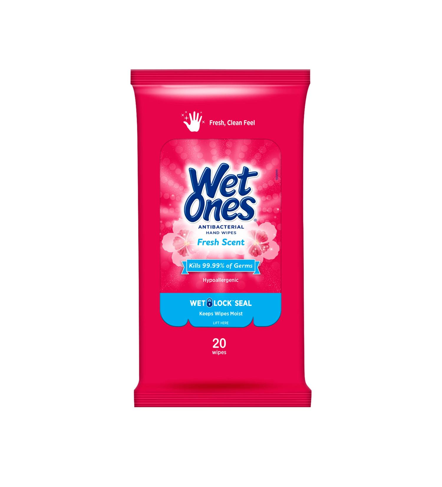 Travel Size Wet Ones Antibacterial Hand Wipes 20 ct - Fresh Scent - Travel Wipes Case - Antibacterial Wipes - Buy Online on SooperMarket.com