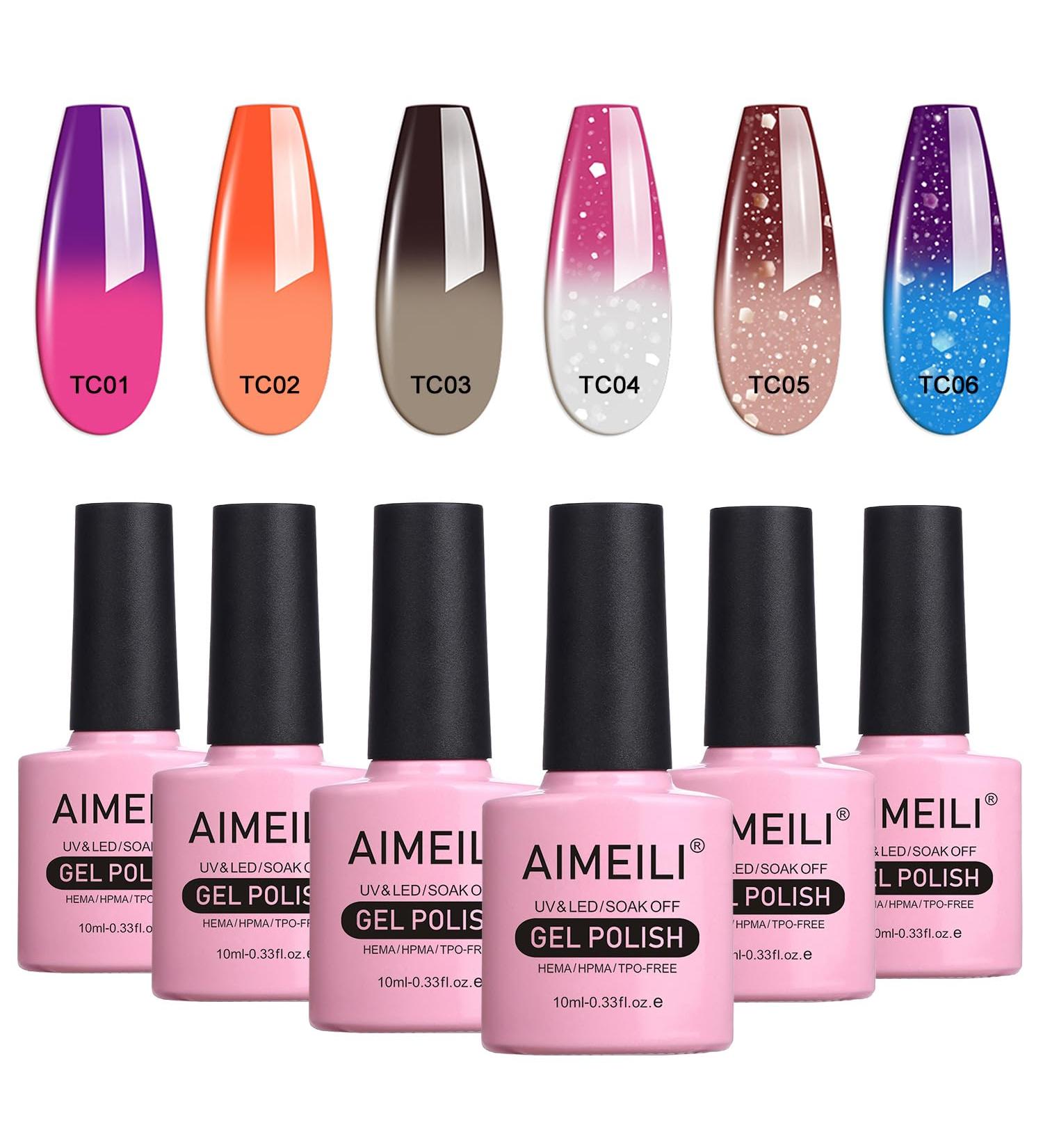 AIMEILI Soak Off UV LED Temperature Colour Changing Chameleon Gel Nail Polish Multicolour/Mix Colour/Combo Colour Set Of 6pcs X 10ml - Kit 13 KIT6-13 1.67 ml (Pack of 6) - Buy Online on SooperMarket.com