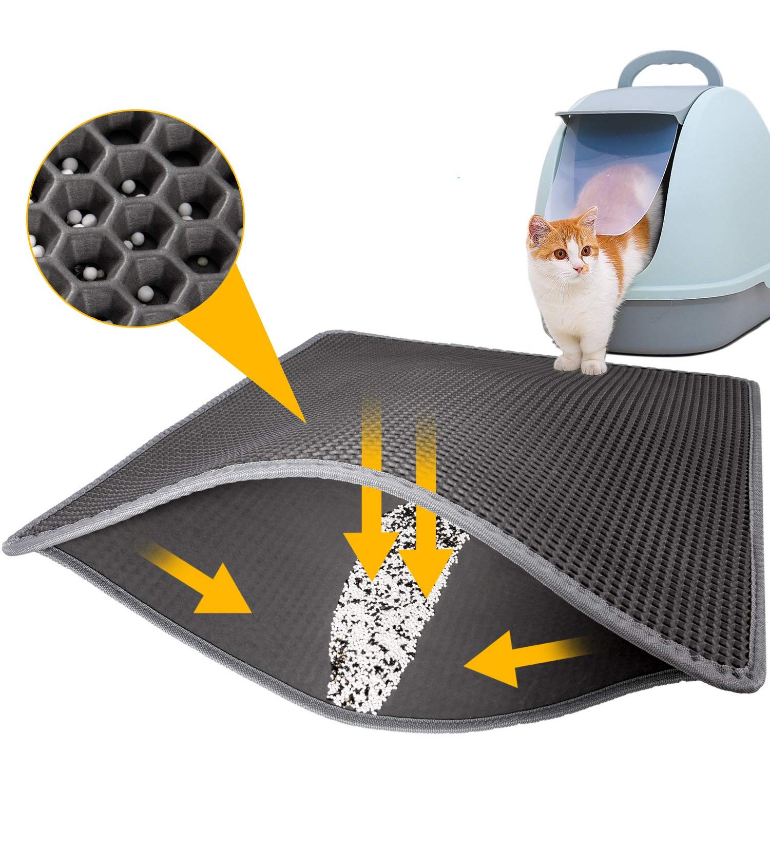 LeToo Cat Litter Mat - Large Waterproof Double Layer Anti-Tracking Kitty Mat - No-Toxic & Washable - Grey 24 x 15 - Buy Online on SooperMarket.com