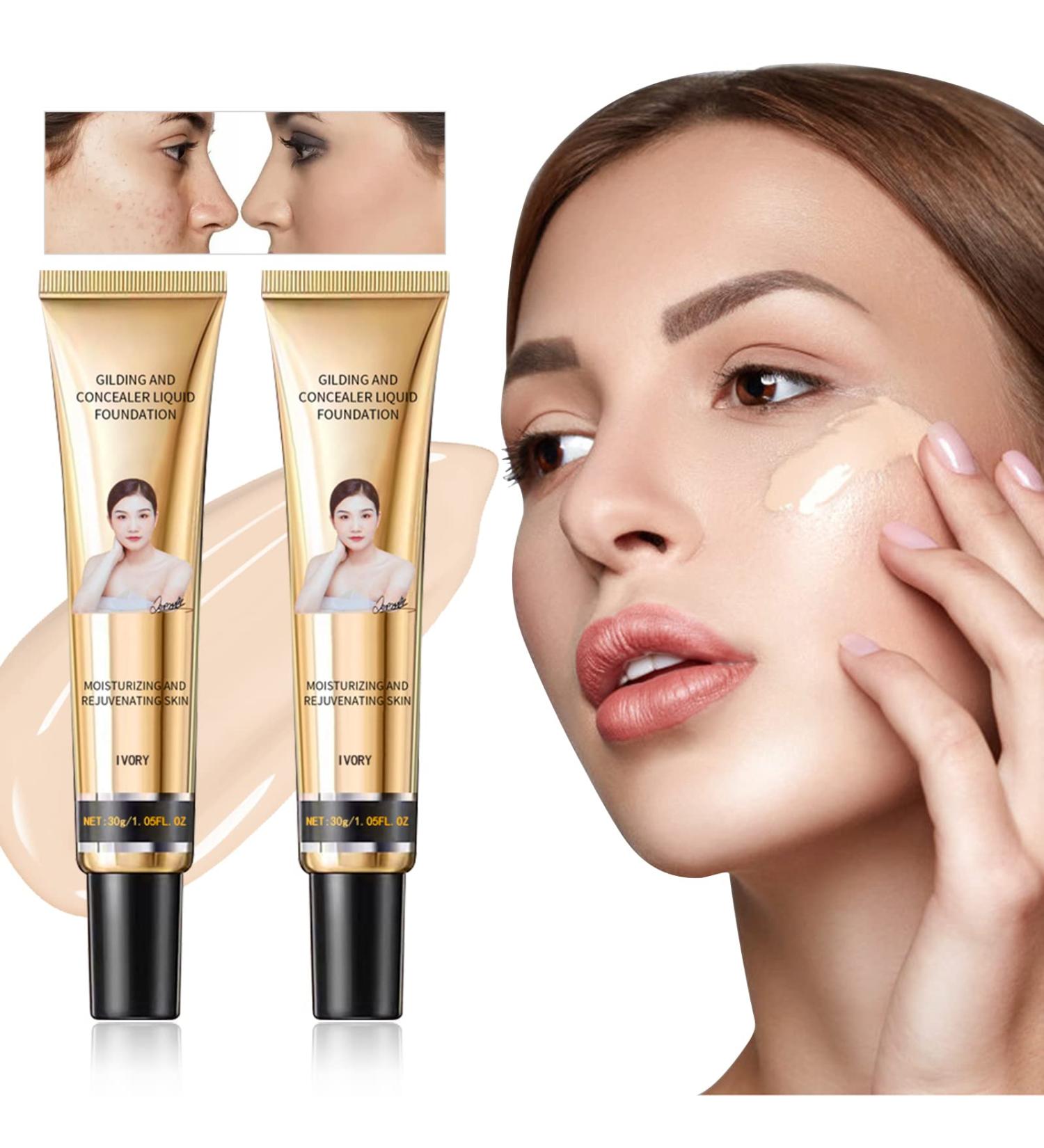 LSxia 2Pcs Liquid Concealer Foundation Set - Waterproof & Moisturizing Ivory Makeup for Full Coverage & All Skin Types - Buy Online on SooperMarket.com