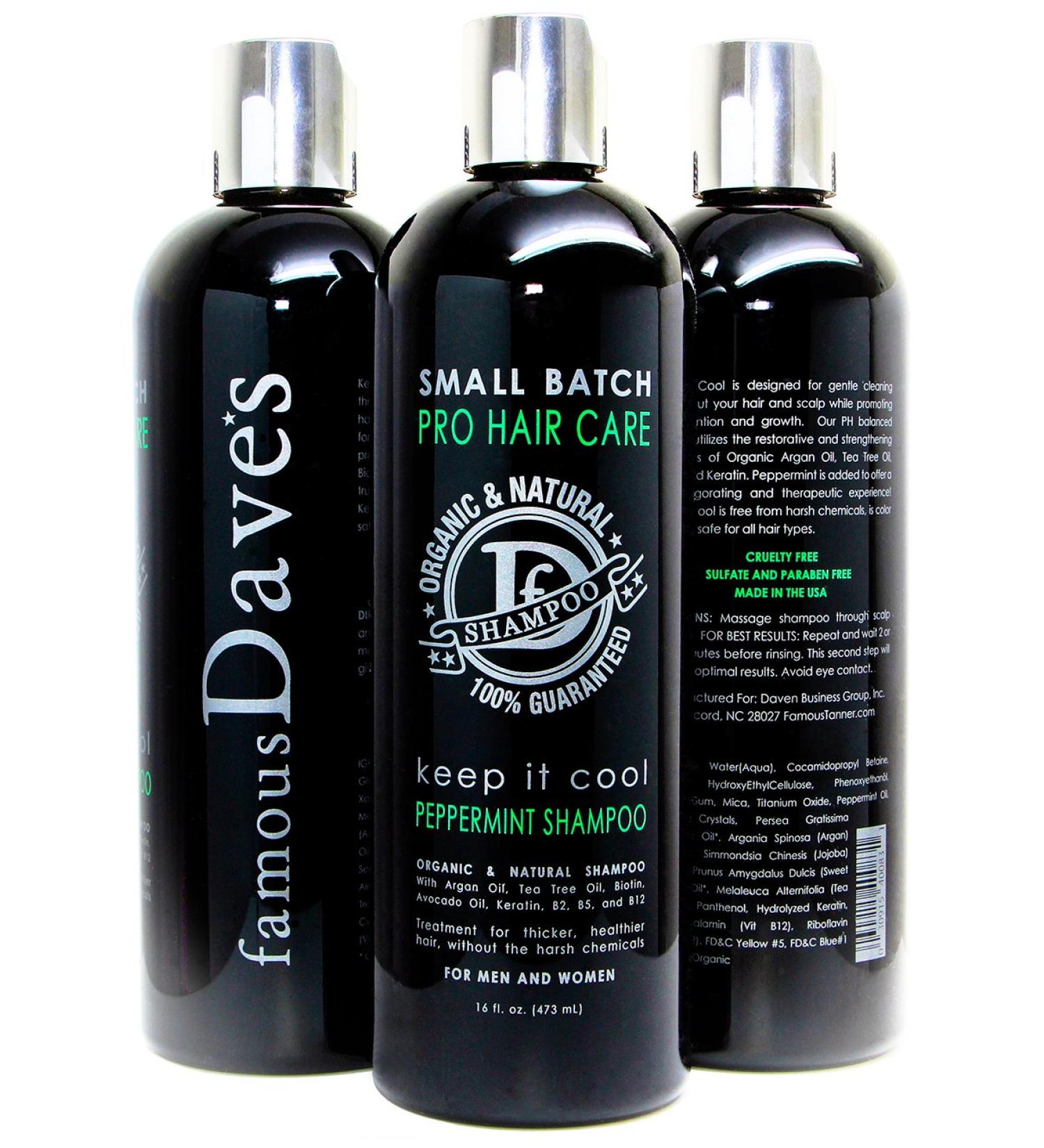 Premium Organic Hair Shampoo - Sulfate Free Argan Oil Tea Tree & Peppermint for Men & Women - Loss & Dandruff Prevention | Dave's 16 Oz - Buy Online on SooperMarket.com