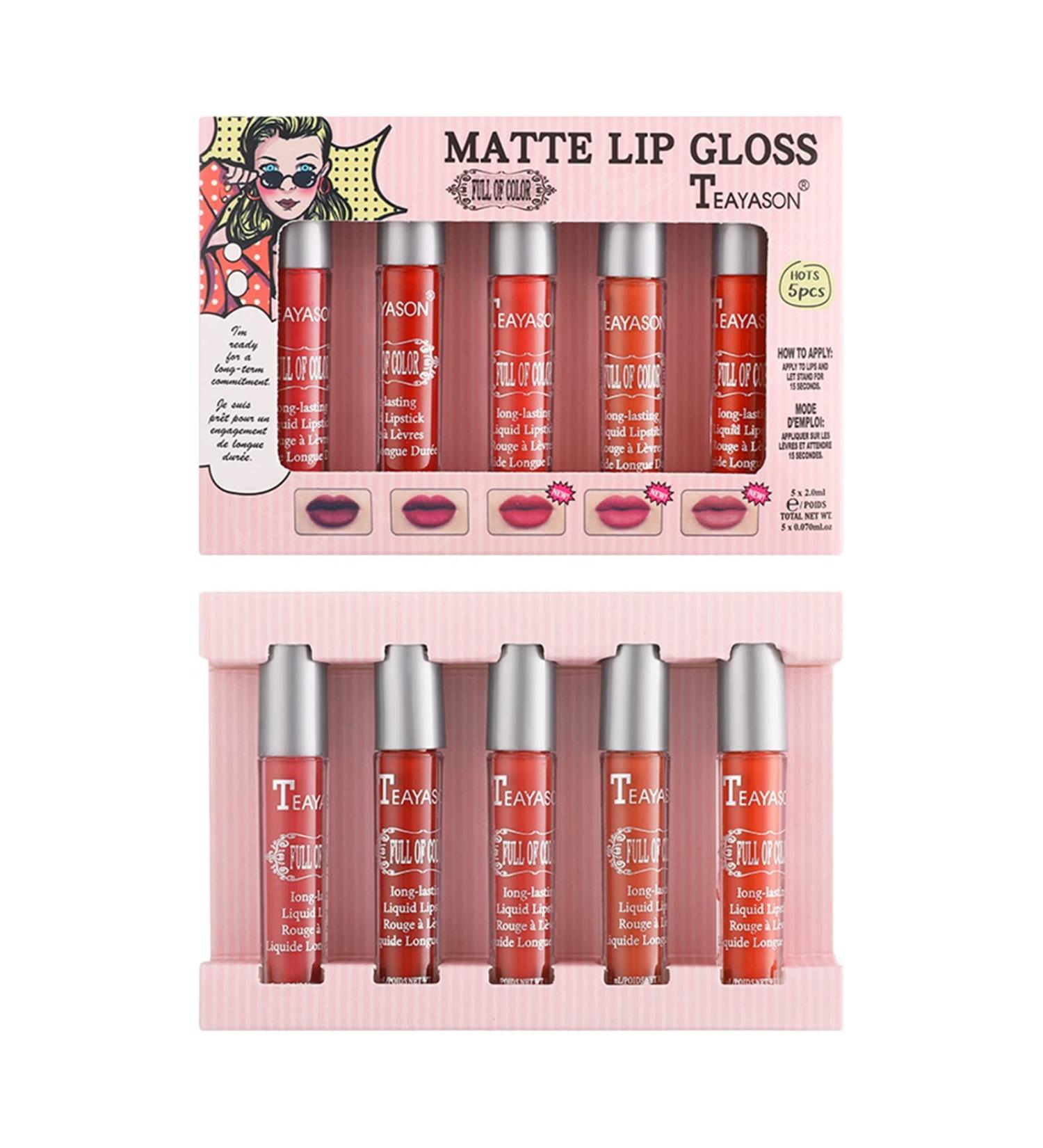 5-Piece Matt Ink Lipstick Set - Nude Tones Waterproof & Long-Lasting Gloss | 12H Non-Drying Liquid Lipstick for Makeup Lovers | 1g (Pack #01) - Buy Online on SooperMarket.com