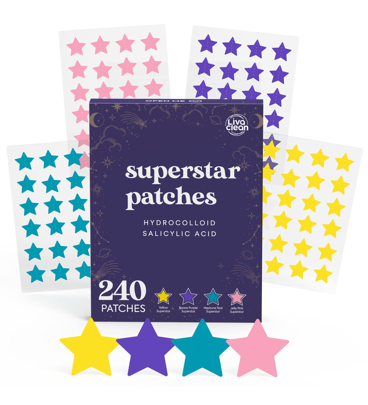 LivaClean Mixed Superstar Pimple Patches with Salicylic Acid & Tea Tree - 240 CT | Cute Star Design for Acne Treatment - Buy Online on SooperMarket.com