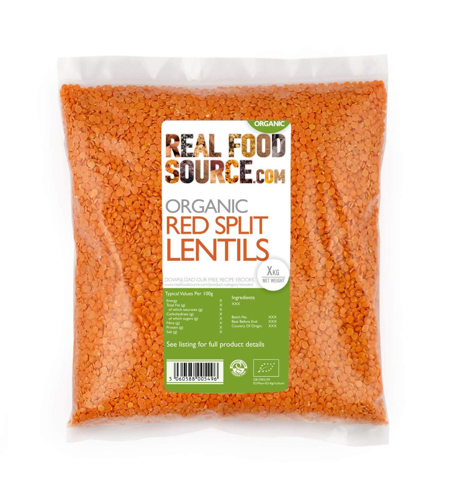 RealFoodSource Organic Red Split Lentils 2.5kg Community Pack