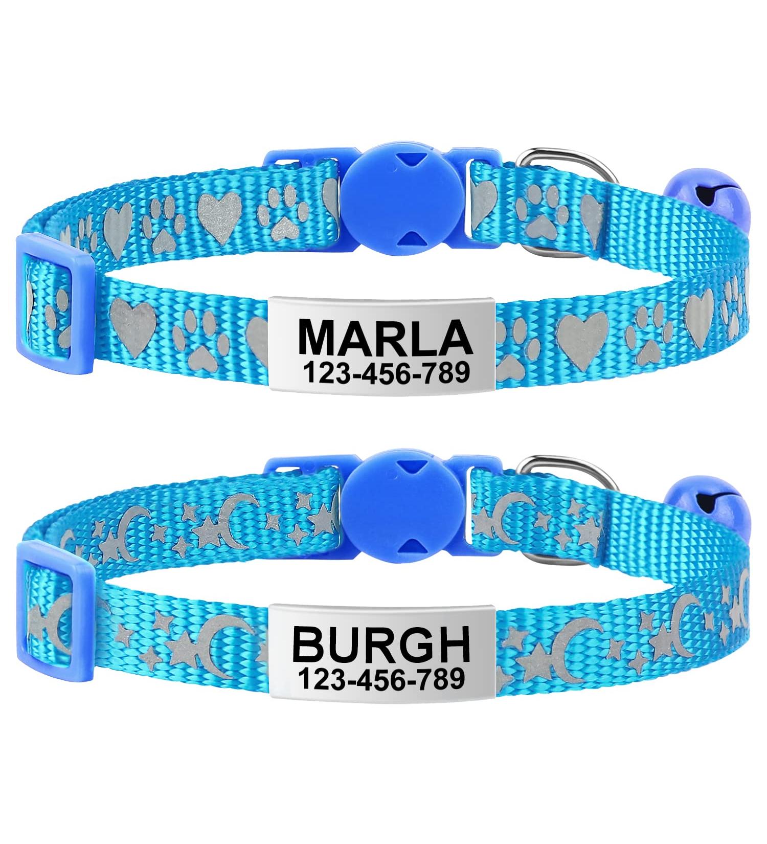 Tagme Cat Collar 2-Pack - Reflective Safety Collars with Name & Address Shield for Kittens | Adjustable 15-20 cm | Sky Blue - Buy Online on SooperMarket.com