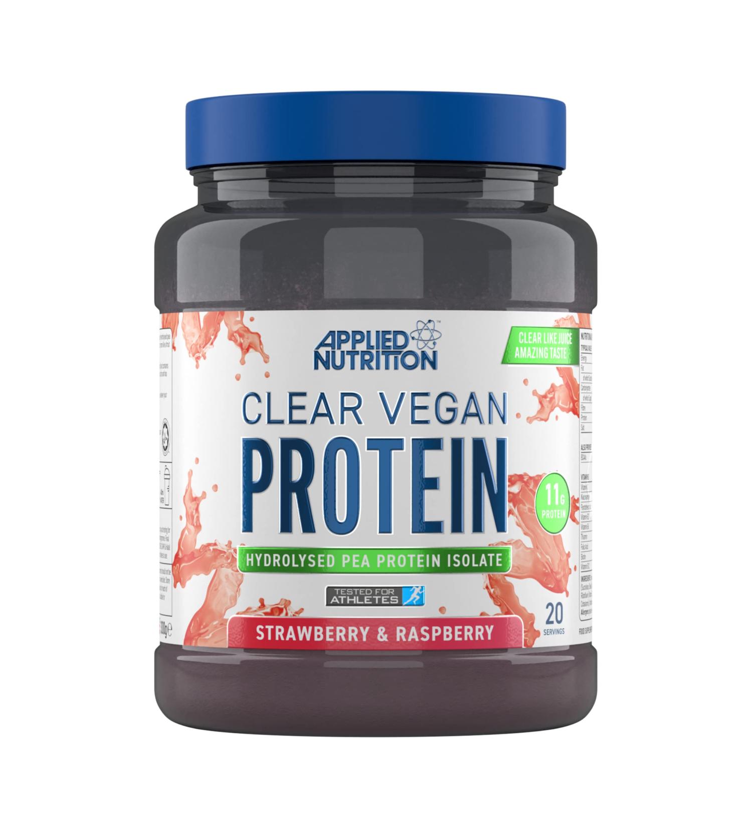 Applied Nutrition Clear Vegan Protein - Hydrolysed Pea Protein Isolate Refreshing Vegan High Protein Powder Fruit Juice Style Flavours (Strawberry & Raspberry) (300g - 20 Servings) - Buy Online on SooperMarket.com