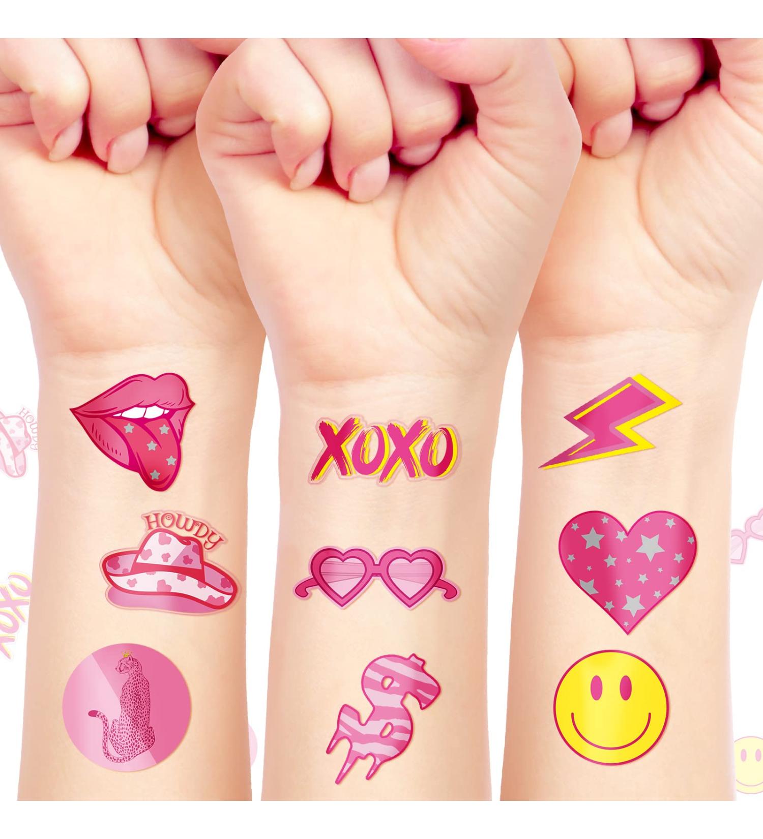 144 Pieces Pink Preppy Theme Temporary Tattoos - Assorted Cowgirl Birthday Decorations for Girls - Bachelorette Party Stickers with 9 Styles - Buy Online on SooperMarket.com