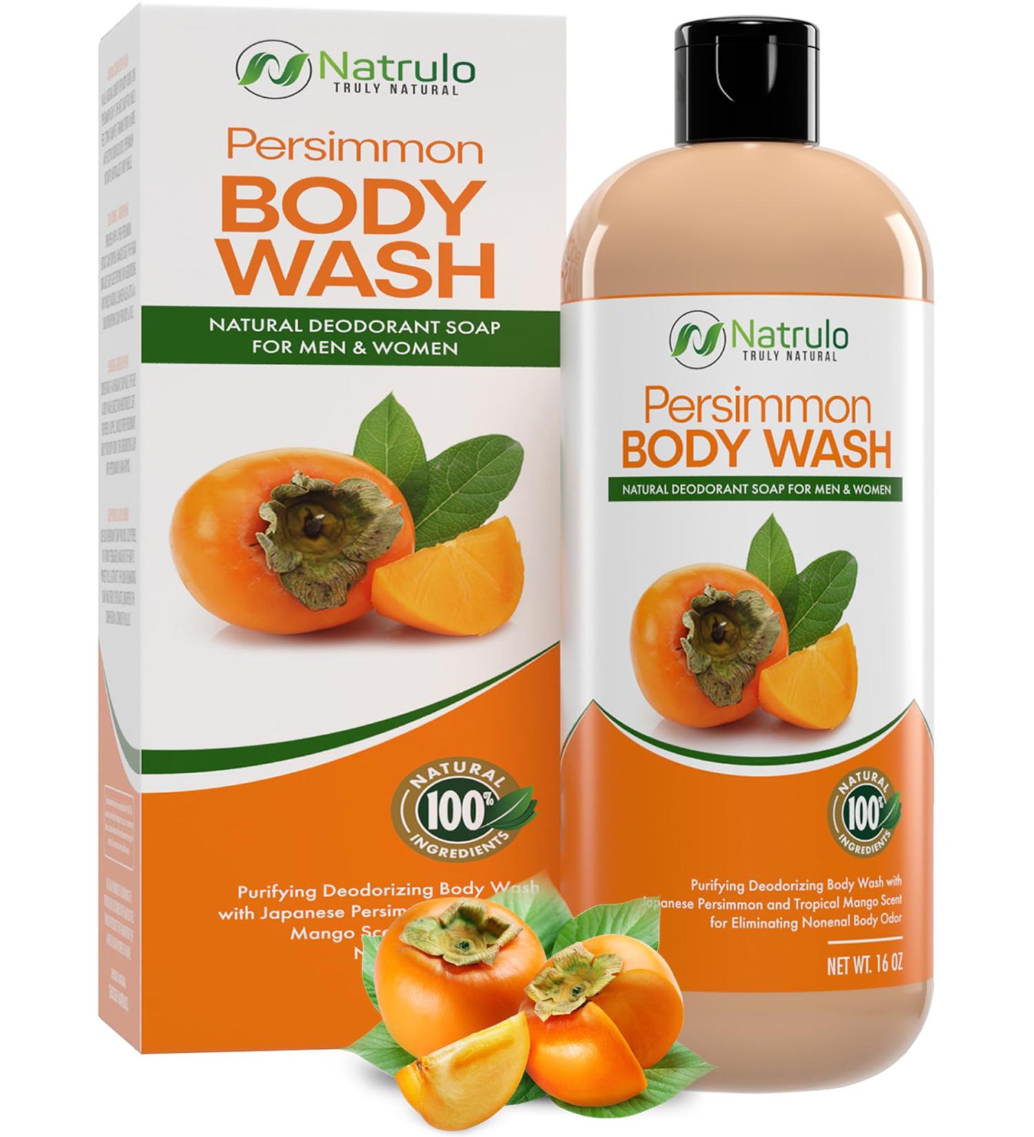 Persimmon Body Wash - Natural Deodorant Soap for Body Odor Control Eliminate Nonenal Odor Ideal for Underarms Intimate Areas & Smelly Feet - International Shipping Available - Buy Online on SooperMarket.com