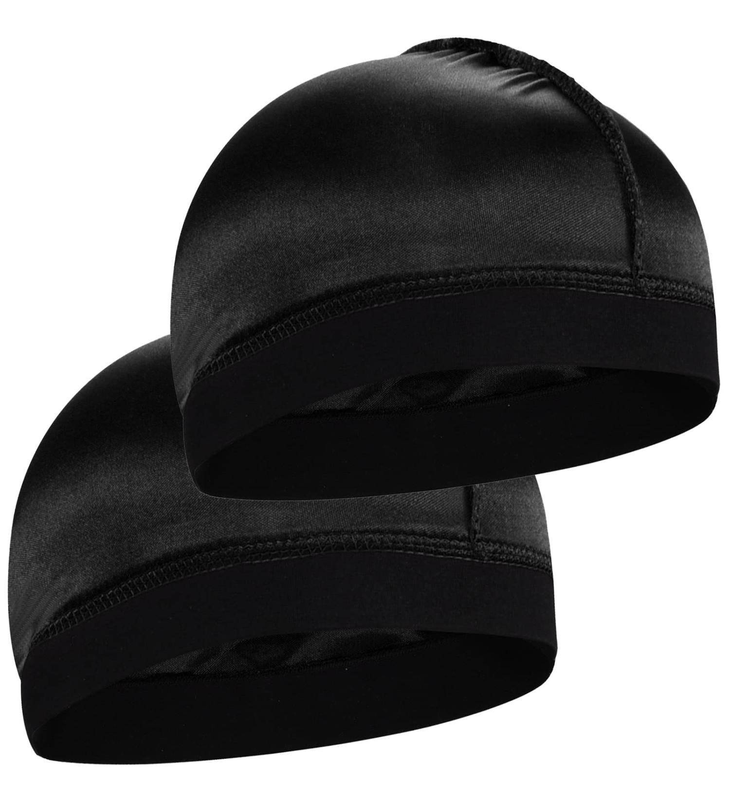 2PCS Men's Silky Stocking Wave Cap Set for Good Compression Over Durag - Black (Thick Hair Style) - Buy Online on SooperMarket.com
