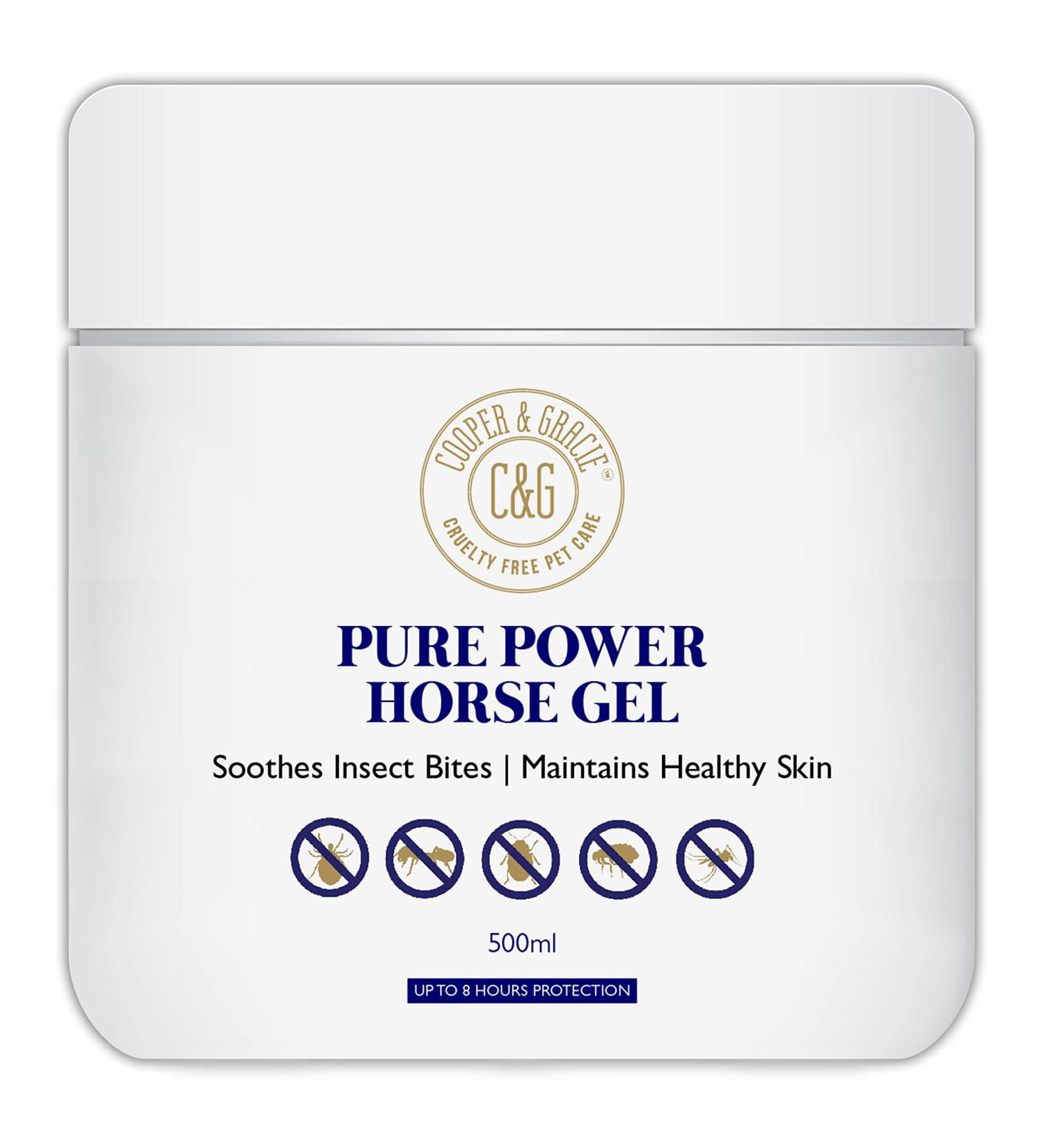 C&G Pets | Pure Power Horse Fly Gel | Repels Biting Insects | Soothes and Hydrates itchy Skin | 8 Hour Sweat Resistant Citronella Formula | 100% Organic And Natural 500ml - Buy Online on SooperMarket.com