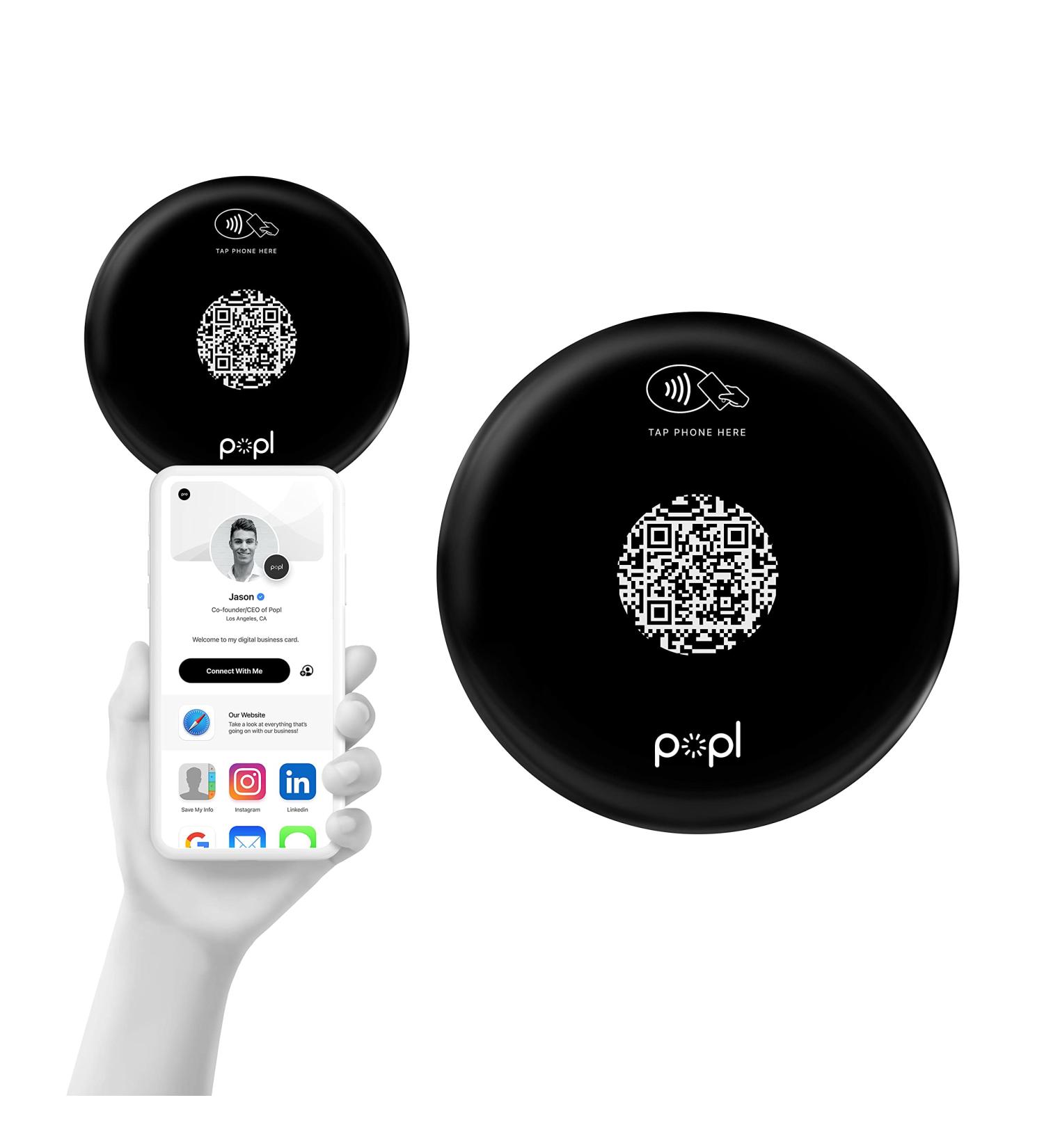 Popl XL Large 4 NFC Business Card Tap Sign Sticker - Instantly Share Contact Info, Social Media, Payment & More - iPhone & Android Compatible - Buy Online on SooperMarket.com