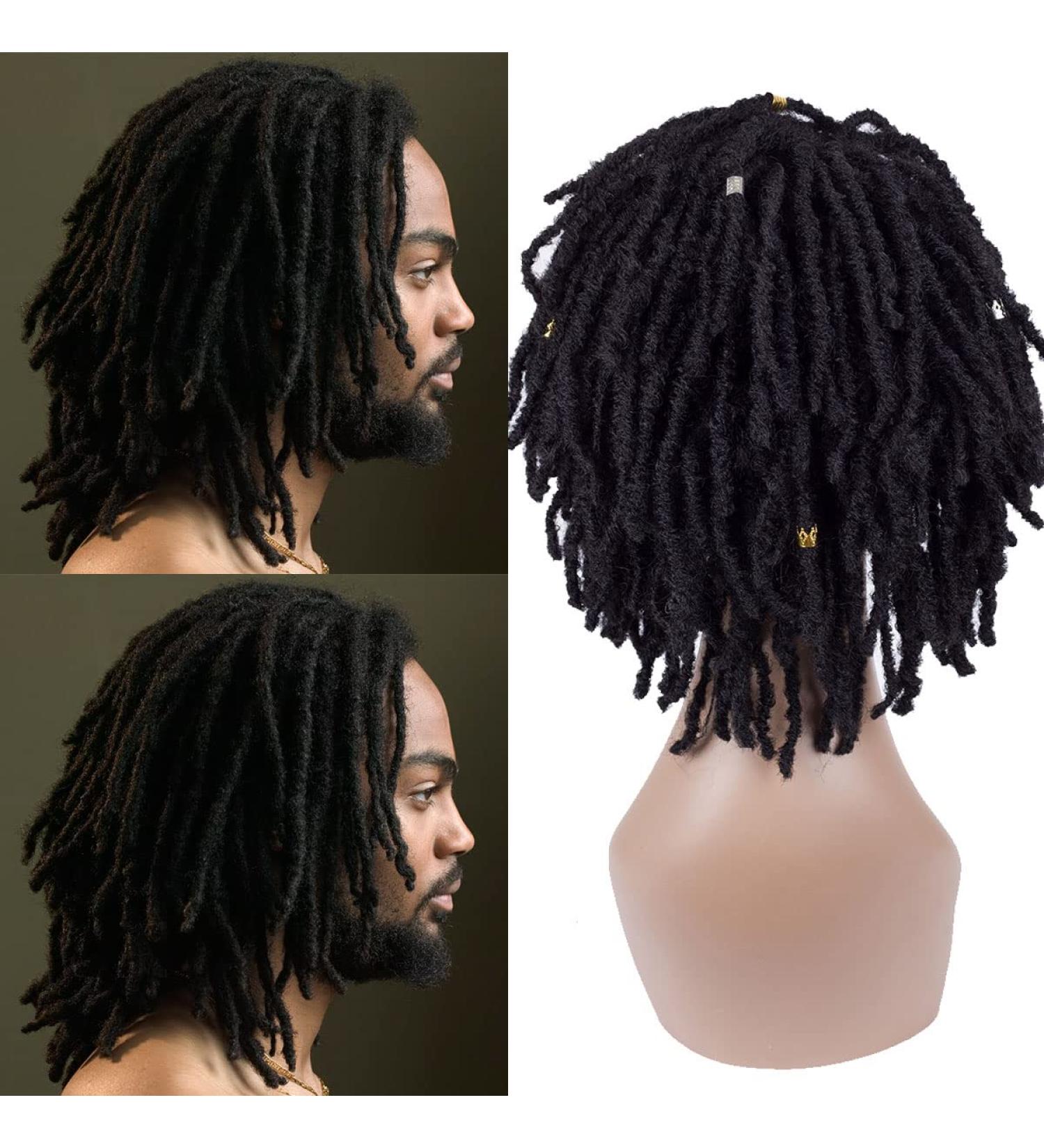 YEZHIQIU 8 Short Dreadlock Wig - Natural Black Synthetic Hair, Heat Resistant Faux Afro Locs Braids Wigs (1B) - Buy Online on SooperMarket.com