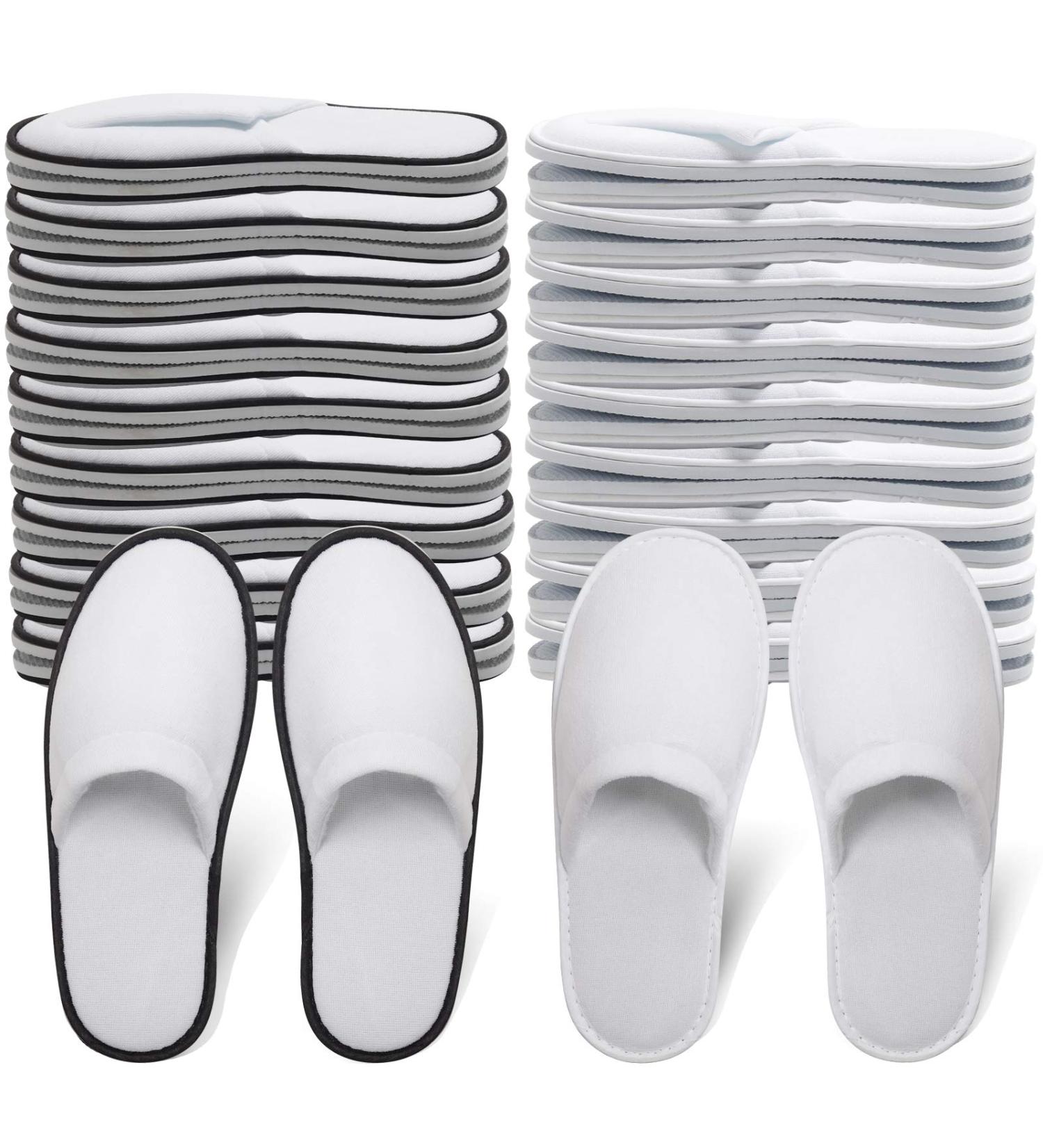 Yeios Hotel Spa Slippers - Closed Toe Home Guest Slippers (20 Pairs) - White - Men and Women - Buy Online on SooperMarket.com