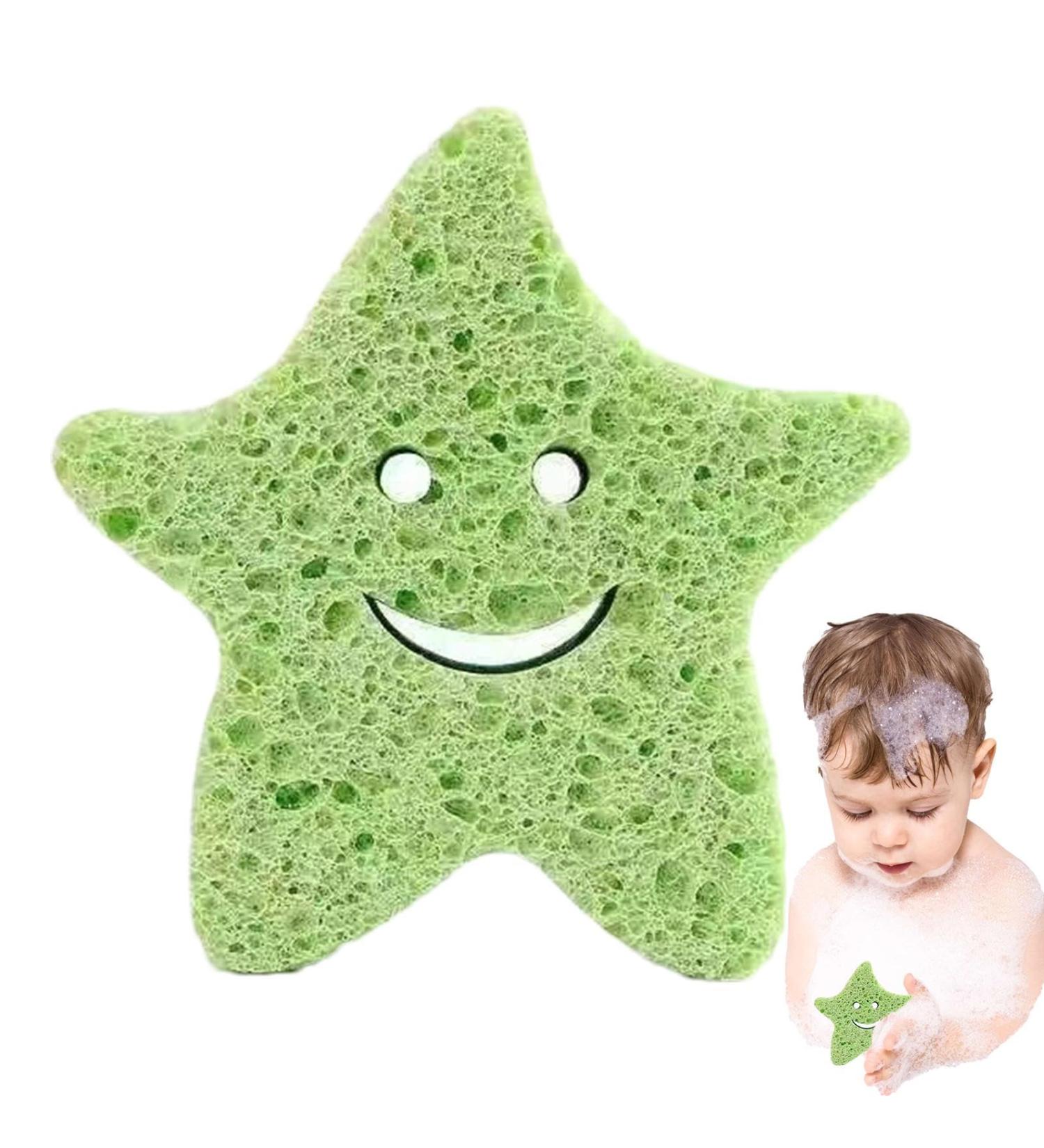 Toseky Kids Bath Sponge | Soft Baby Body Wash Scrubber Wood Pulp Sponge | Shower Sponge Dead Skin Remover Cute Shower Brush Bath Supplies for Toddler Kids Baby Green - Buy Online on SooperMarket.com